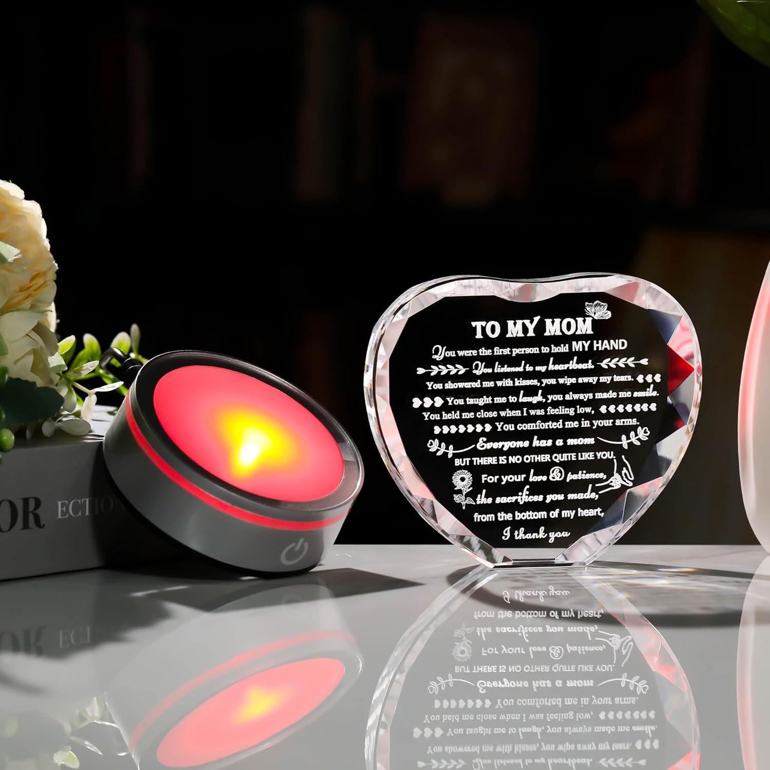 Mom Gifts From Daughter Mothers Day Gifts - Crystal Engrave Thank You Mom Gifts with Led Colourful Light Base, Unique Funny Birthday Anniversary Valentines Gifts Her Girlfriend MOM - Image 2