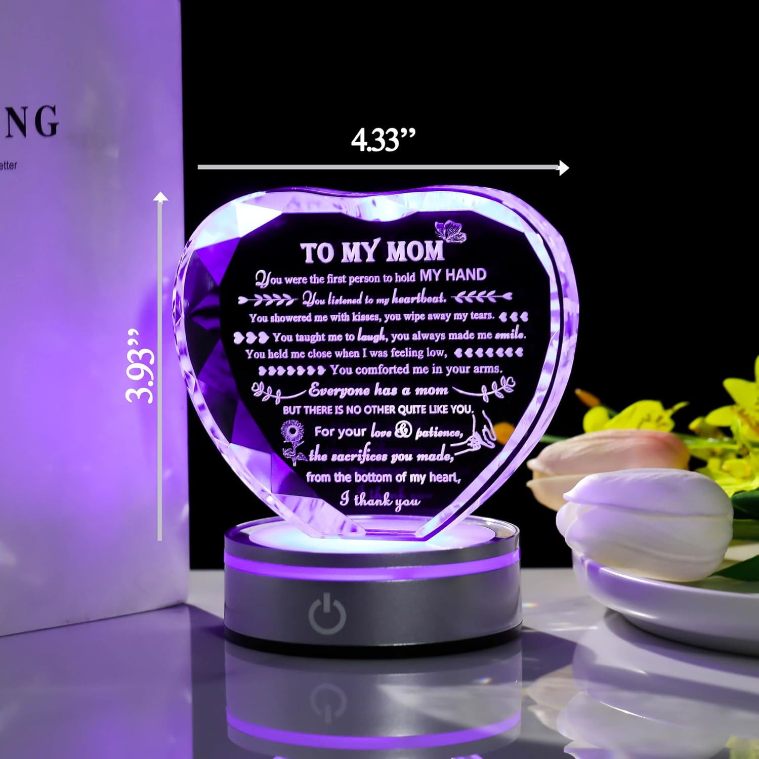 Mom Gifts From Daughter Mothers Day Gifts - Crystal Engrave Thank You Mom Gifts with Led Colourful Light Base, Unique Funny Birthday Anniversary Valentines Gifts Her Girlfriend MOM - Image 5