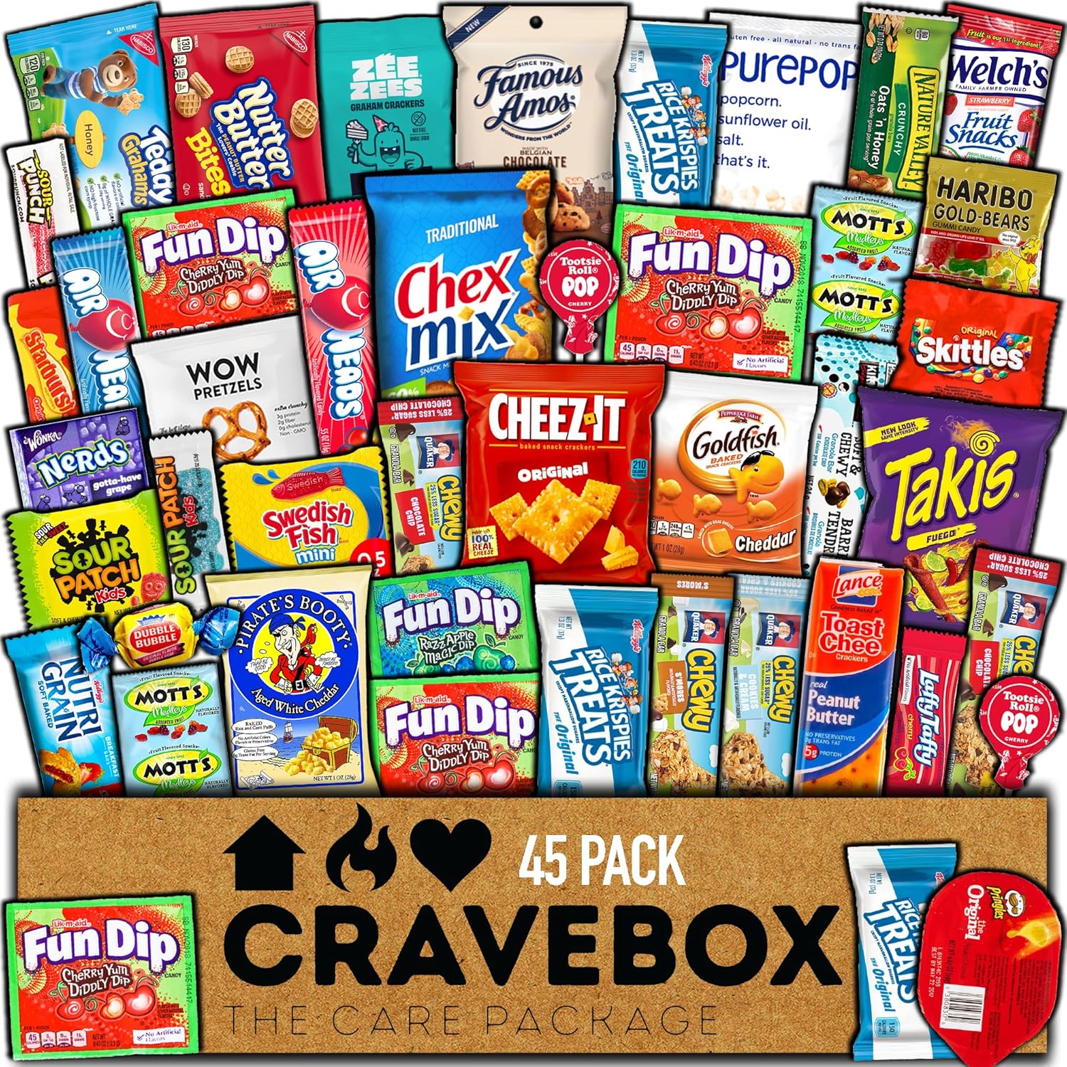 CRAVEBOX Snacks Box Variety Pack Care Package (45 Count) Easter Treats Gift Basket Adults Kids Grandkids Guys Girls Women Men Boyfriend Birthday Cookies Chips College Student Office School