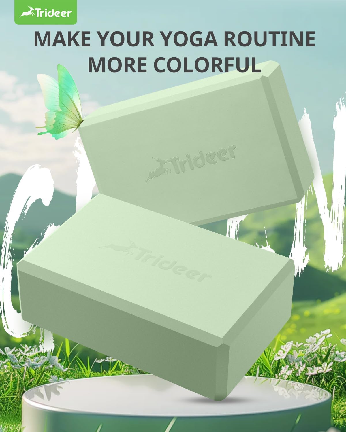 Trideer Yoga Blocks 2 Pack, Soft Non-Slip Foam Blocks with Beveled Edges for Alignment and Stretching in Yoga, Pilates, and Dance - Supportive, Lightweight, Odor Resistant, Latex-Free - Image 2