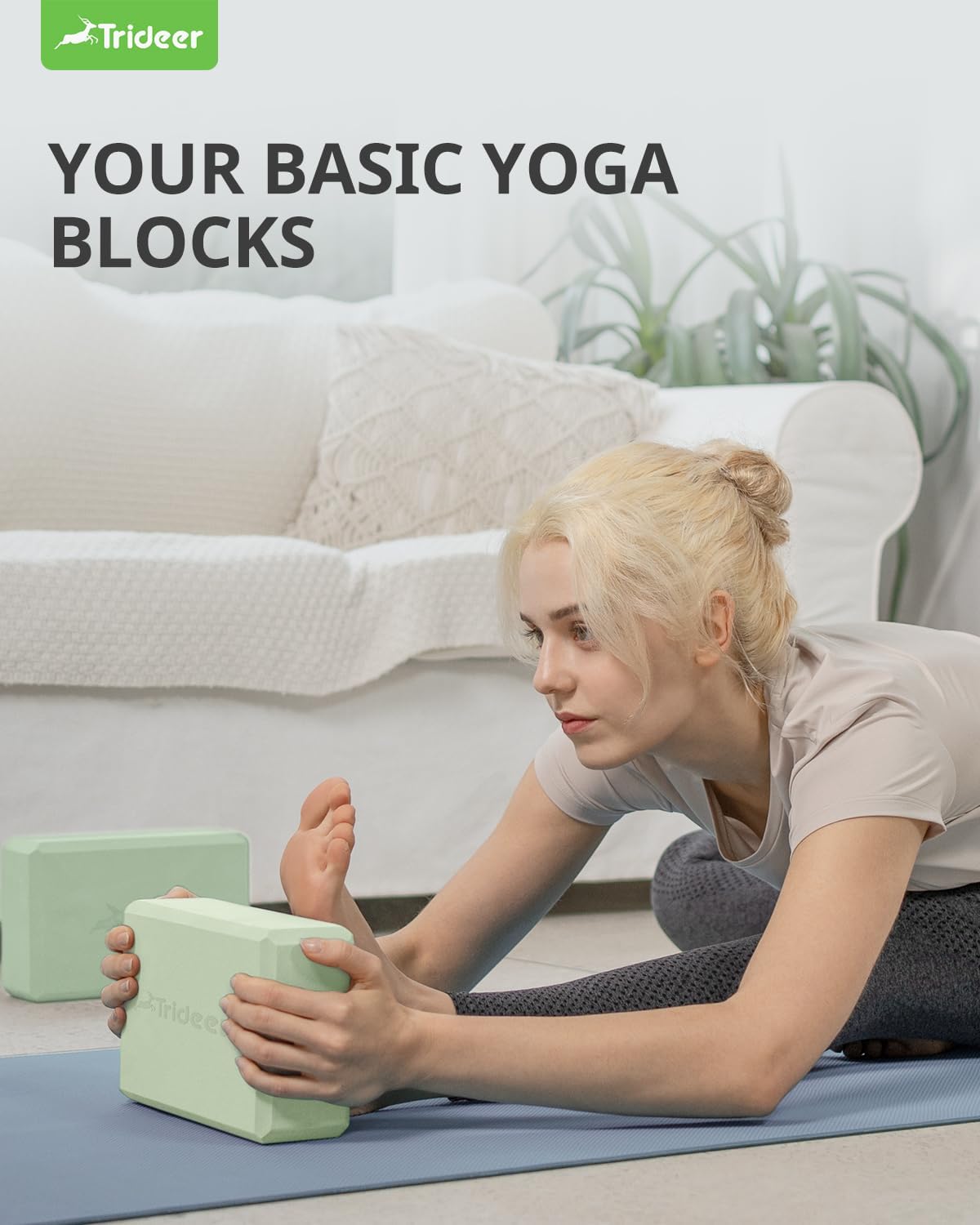 Trideer Yoga Blocks 2 Pack, Soft Non-Slip Foam Blocks with Beveled Edges for Alignment and Stretching in Yoga, Pilates, and Dance - Supportive, Lightweight, Odor Resistant, Latex-Free - Image 3