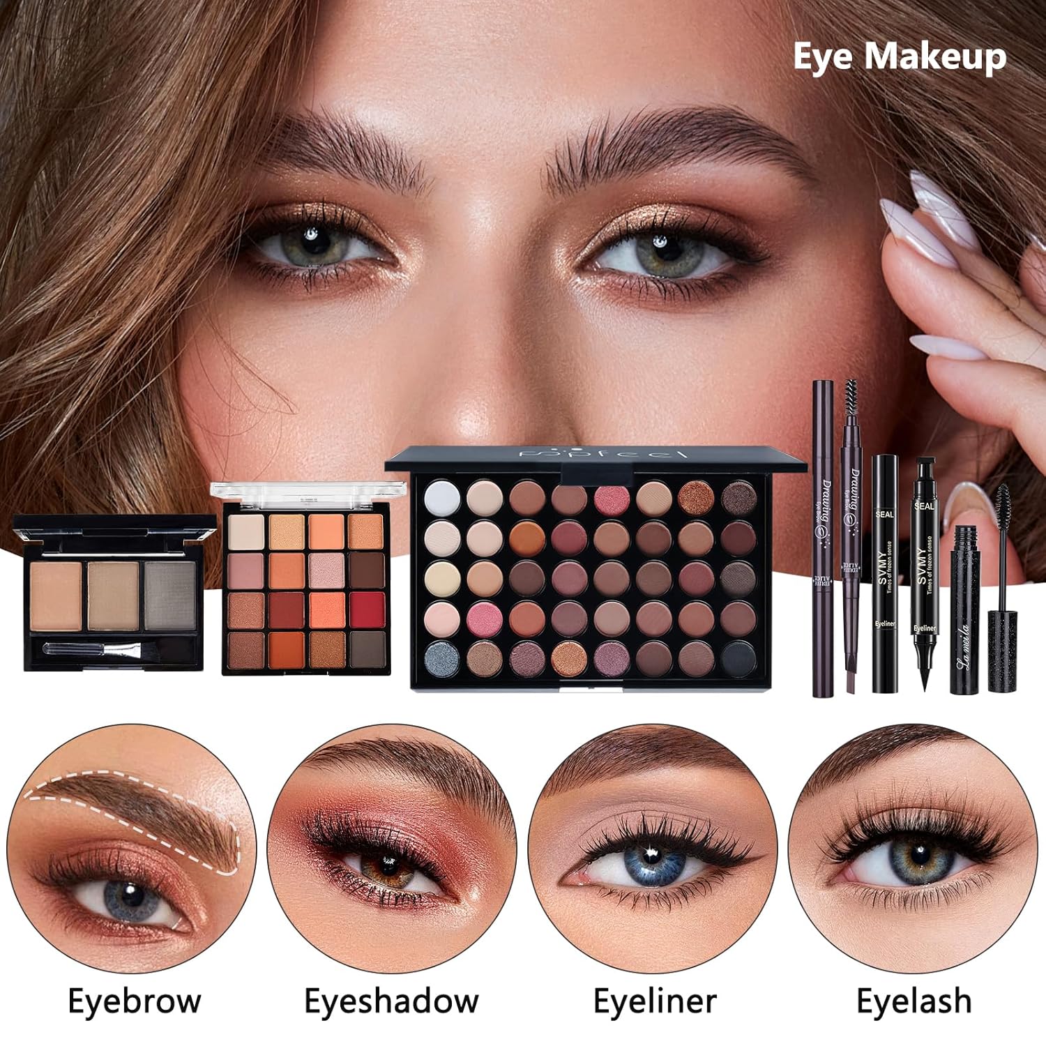 All in One Makeup Kit for Women Full Kit, Make Up Gift Set for Women, Makeup Essential Bundle Includes Foundation Face Primer Eyeshadow Contour Palette Lipstick Eyeliner Mascara Cosmetic Brush Set - Image 4