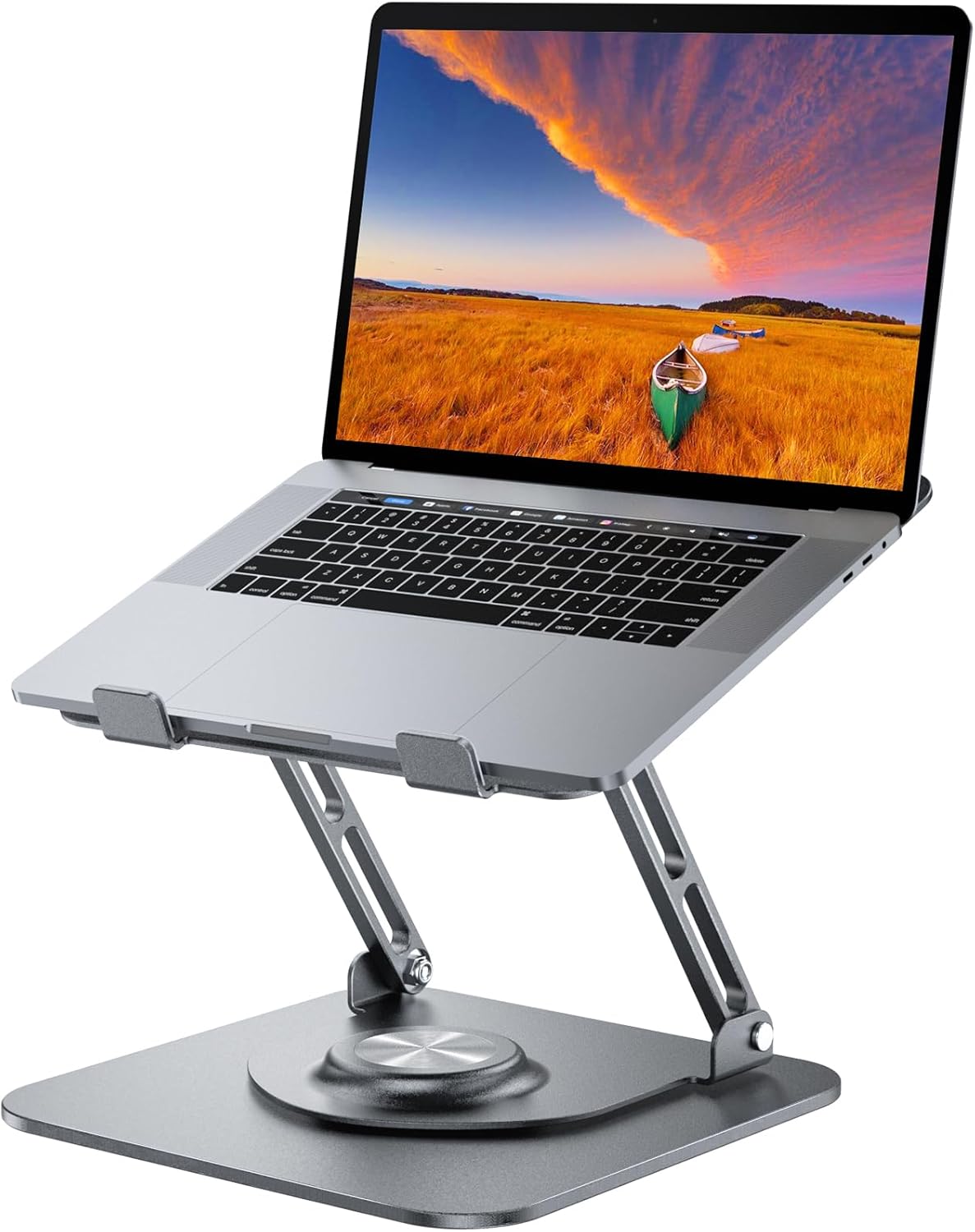 Laptop Stand for Desk, Adjustable Computer Stand with 360° Rotating Base, Ergonomic Laptop Riser for Collaborative Work, Foldable & Portable Laptop Stand, fits for All 10-16" Laptops (Grey)