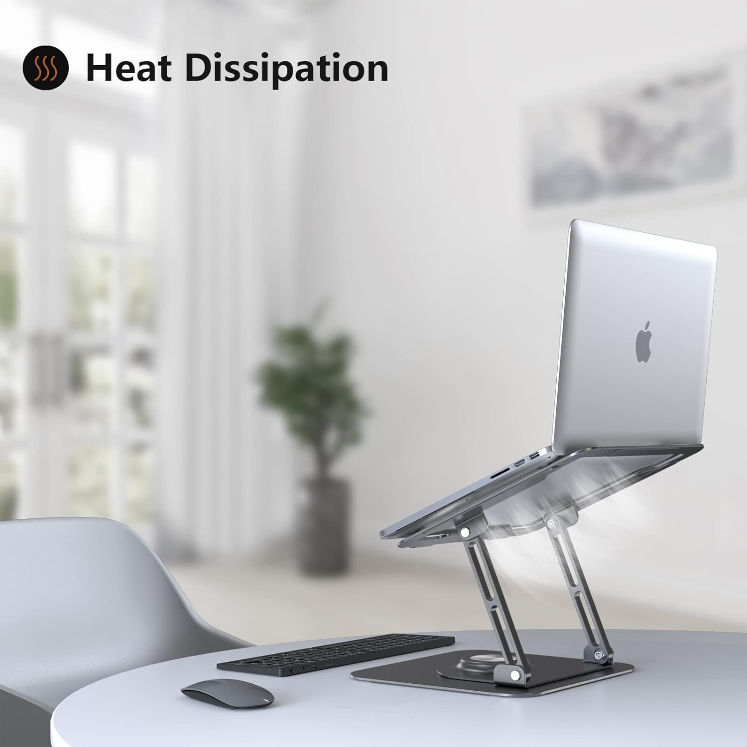 Laptop Stand for Desk, Adjustable Computer Stand with 360° Rotating Base, Ergonomic Laptop Riser for Collaborative Work, Foldable & Portable Laptop Stand, fits for All 10-16" Laptops (Grey) - Image 8