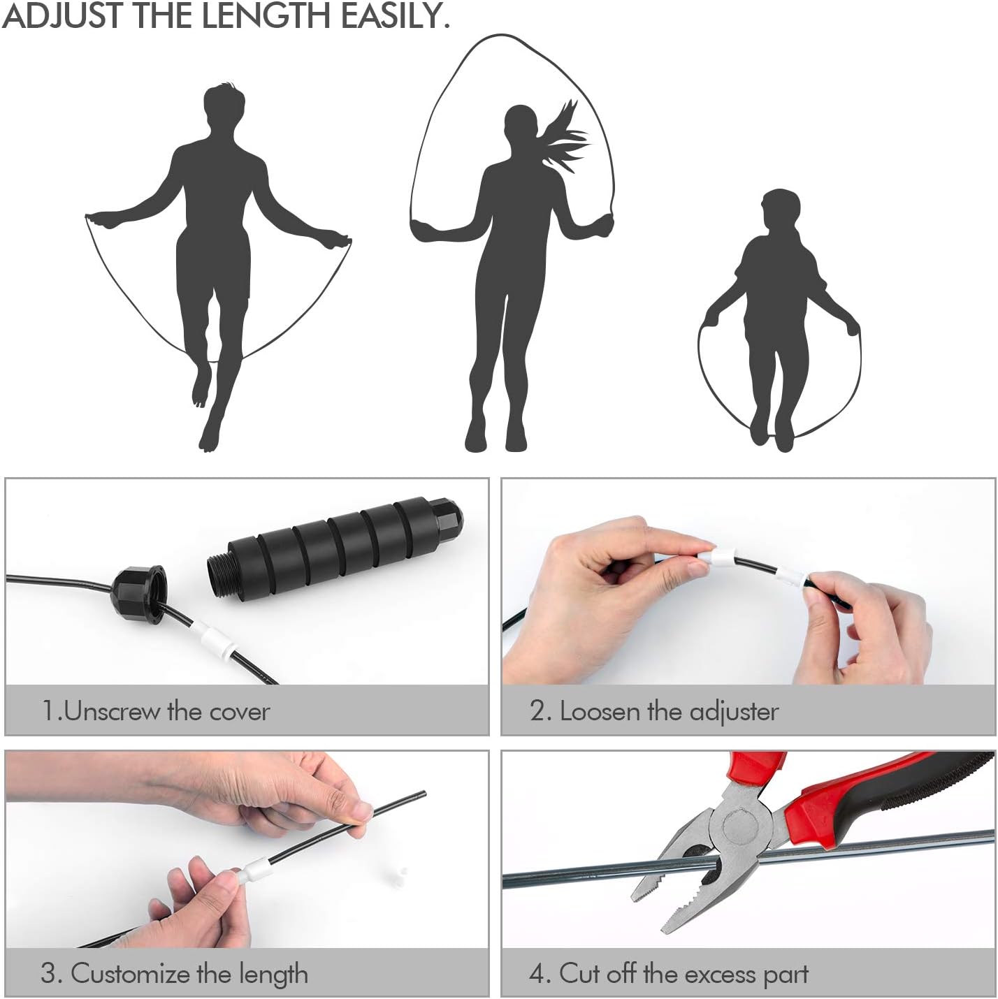 Jump Rope, Tangle-Free Rapid Speed Jumping Rope Cable with Ball Bearings for Women, Men, and Kids, Adjustable Steel Jump Rope with Foam Handles for Home Gym Exercise Fitness Workout Equipment & Slim Body - Image 4