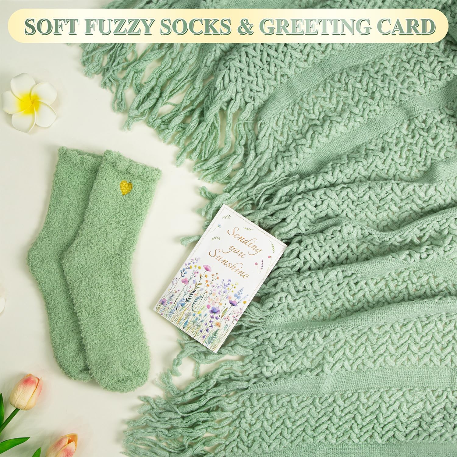 11 PCS Birthday Gifts for Women, Get Well Soon Gifts Baskets for Women Self Care Gifts, Spa Care Package After Surgery Thinking of You Sympathy Gift,Gift for Sick Friends Mom w/Blanket - Image 8