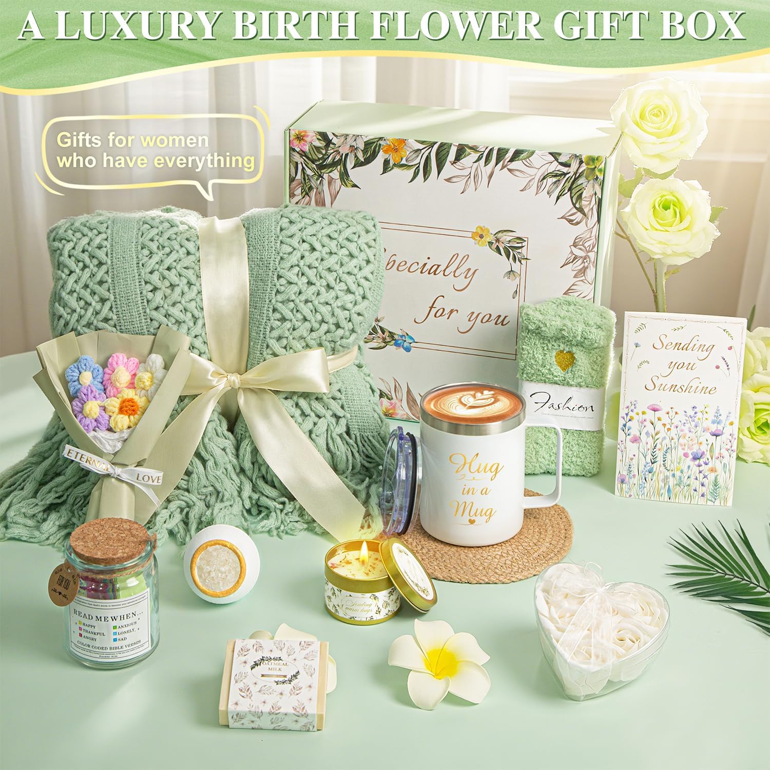 11 PCS Birthday Gifts for Women, Get Well Soon Gifts Baskets for Women Self Care Gifts, Spa Care Package After Surgery Thinking of You Sympathy Gift,Gift for Sick Friends Mom w/Blanket - Image 9