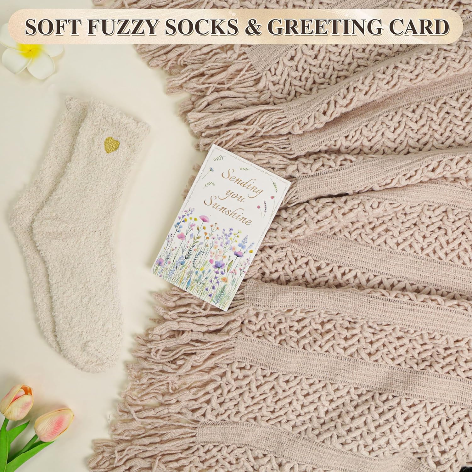 11 PCS Birthday Gifts for Women, Get Well Soon Gifts Baskets for Women Self Care Gifts, Spa Care Package After Surgery Thinking of You Sympathy Gift,Gift for Sick Friends Mom w/Blanket - Image 6