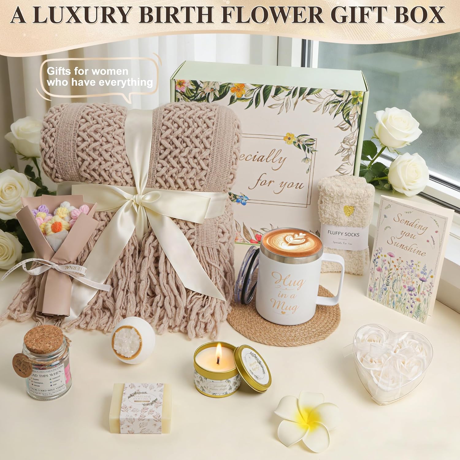 11 PCS Birthday Gifts for Women, Get Well Soon Gifts Baskets for Women Self Care Gifts, Spa Care Package After Surgery Thinking of You Sympathy Gift,Gift for Sick Friends Mom w/Blanket - Image 9