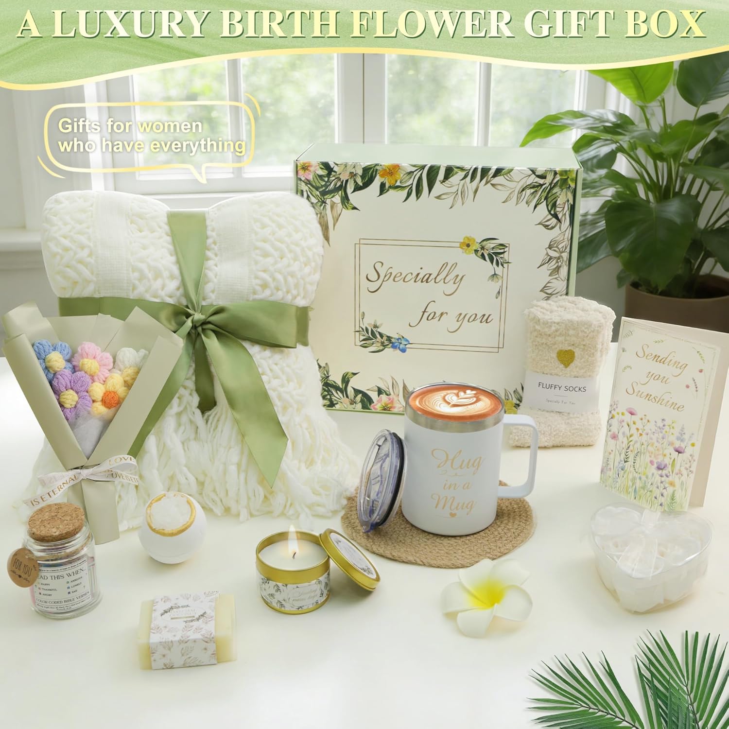 11 PCS Birthday Gifts for Women, Get Well Soon Gifts Baskets for Women Self Care Gifts, Spa Care Package After Surgery Thinking of You Sympathy Gift,Gift for Sick Friends Mom w/Blanket - Image 9