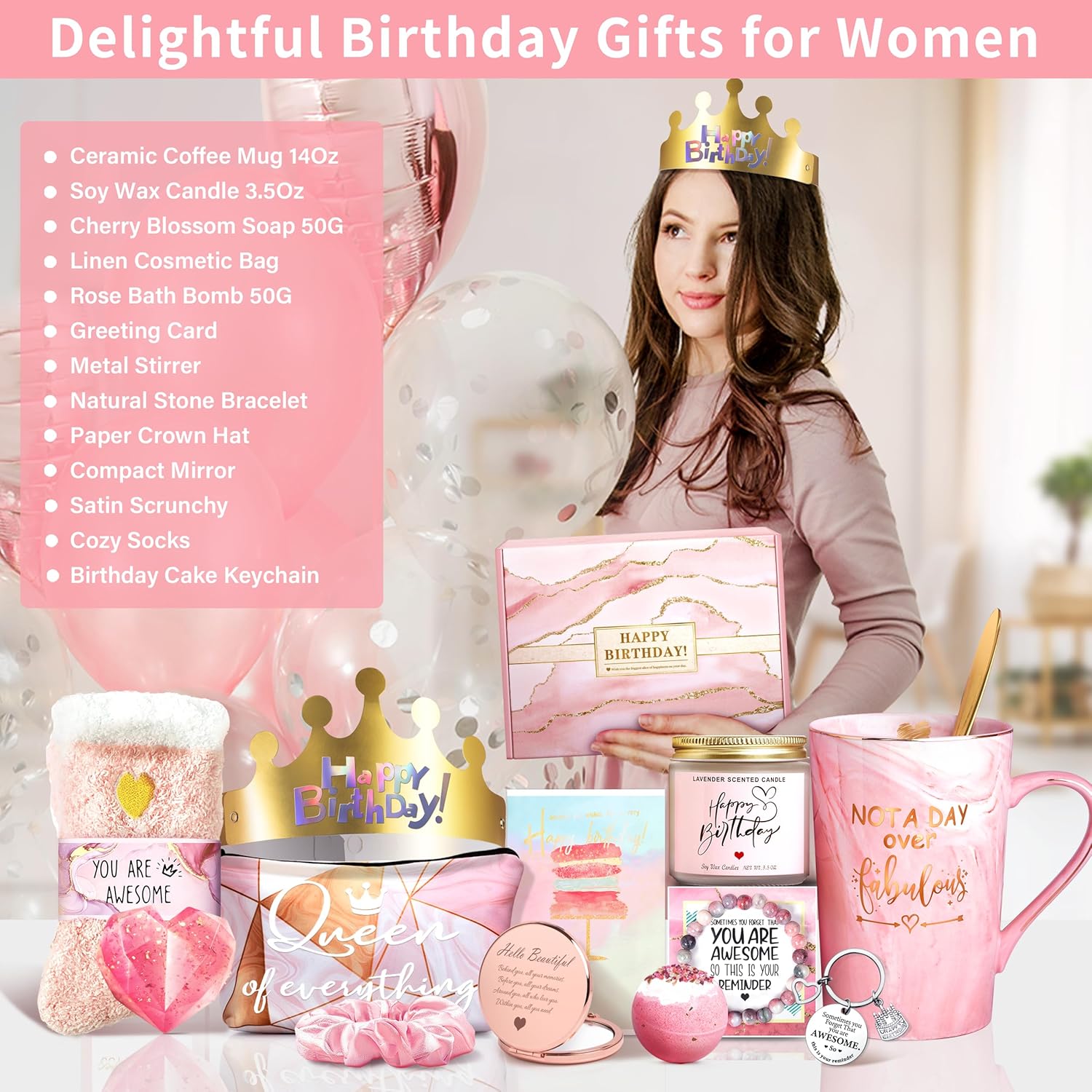 Jumway Not A Day Over Fabulous Mug Gifts Set- Birthday Gifts for Women - Funny Birthday Gift Ideas for Her,Friends, Coworkers, Her, Wife, Mom, Daughter, Sister, Aunt Ceramic Marble Mug 14 Oz - Image 2