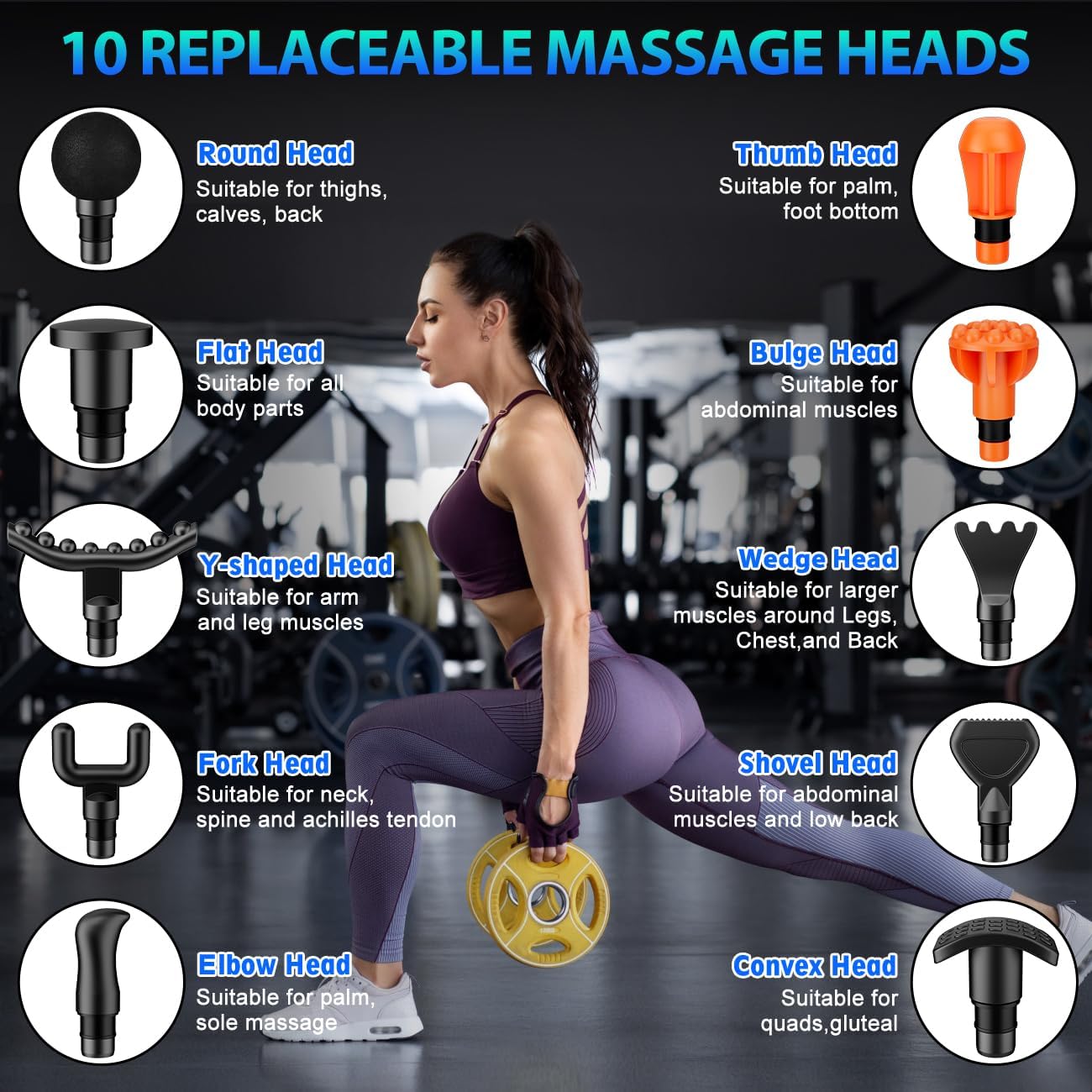 TOLOCO Massage Gun, Deep Tissue Back Massage for Athletes for Pain Relief, Percussion Massager with 10 Massages Heads & Silent Brushless Motor, Valentines Day Gifts for Him Her, Black - Image 5