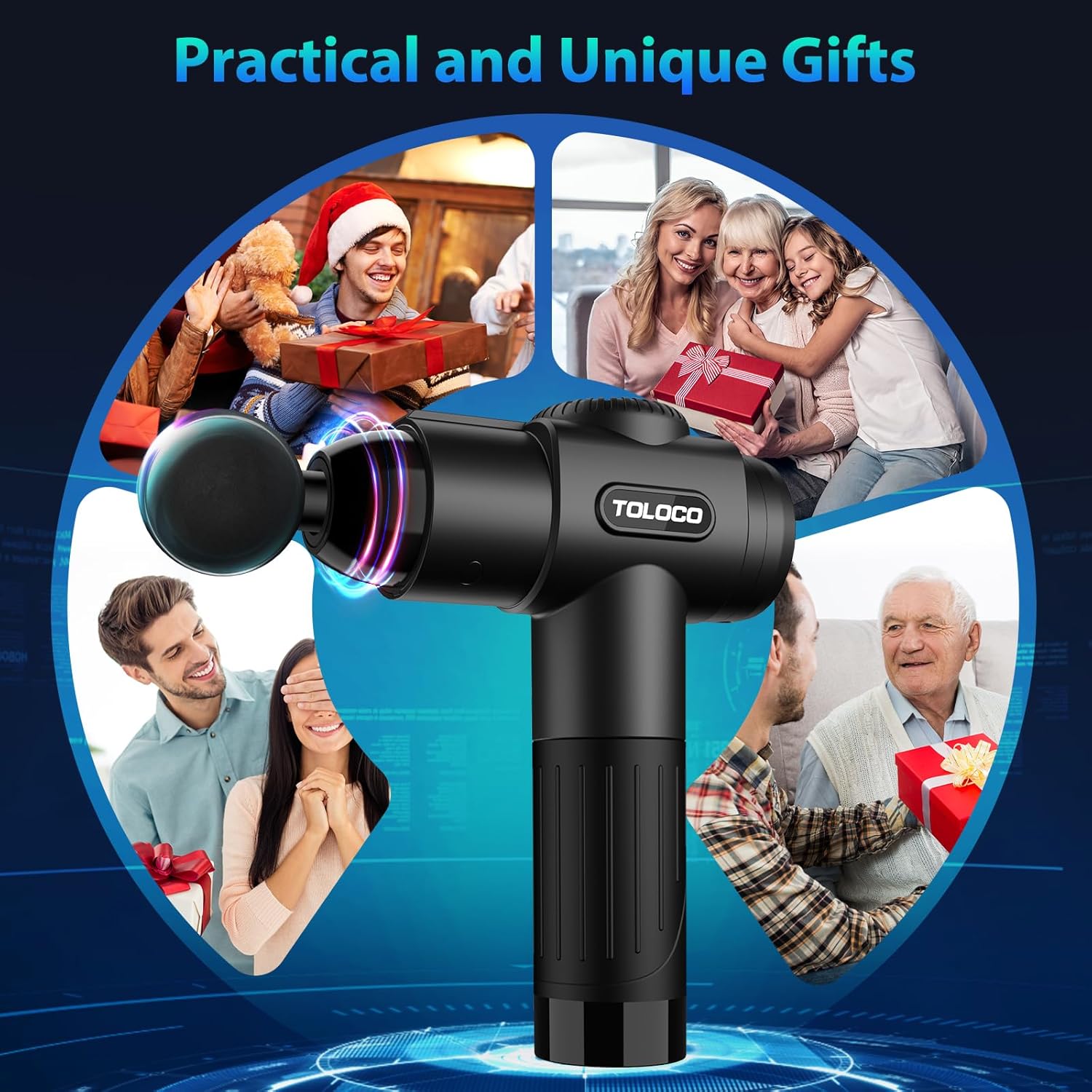 TOLOCO Massage Gun, Deep Tissue Back Massage for Athletes for Pain Relief, Percussion Massager with 10 Massages Heads & Silent Brushless Motor, Valentines Day Gifts for Him Her, Black - Image 8
