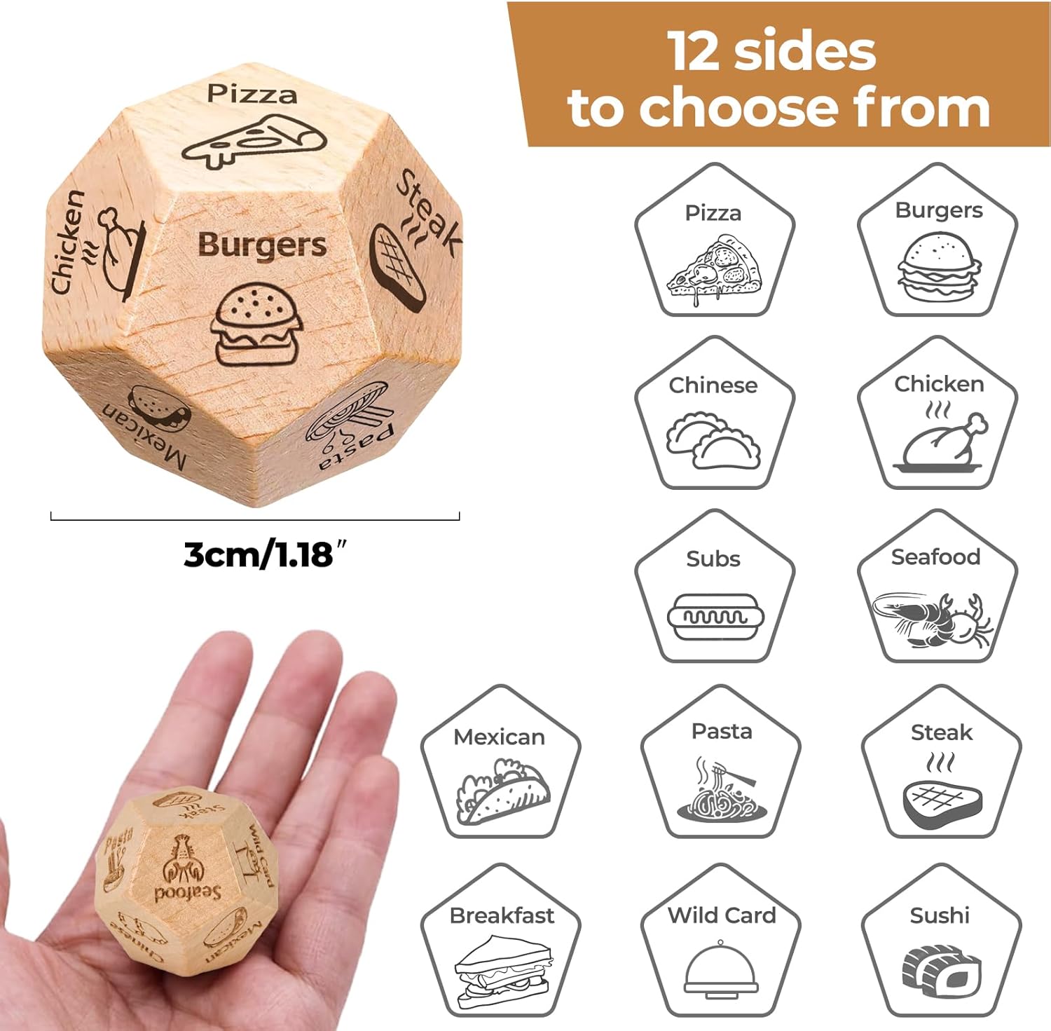 Fathers Day Dad Gifts for Dad from Daughter Son Wife, Easter Basket Stuffers for Adults Men Teens, Anniversary Birthday Gifts for Men Women, Date Night Food Dice - Image 2