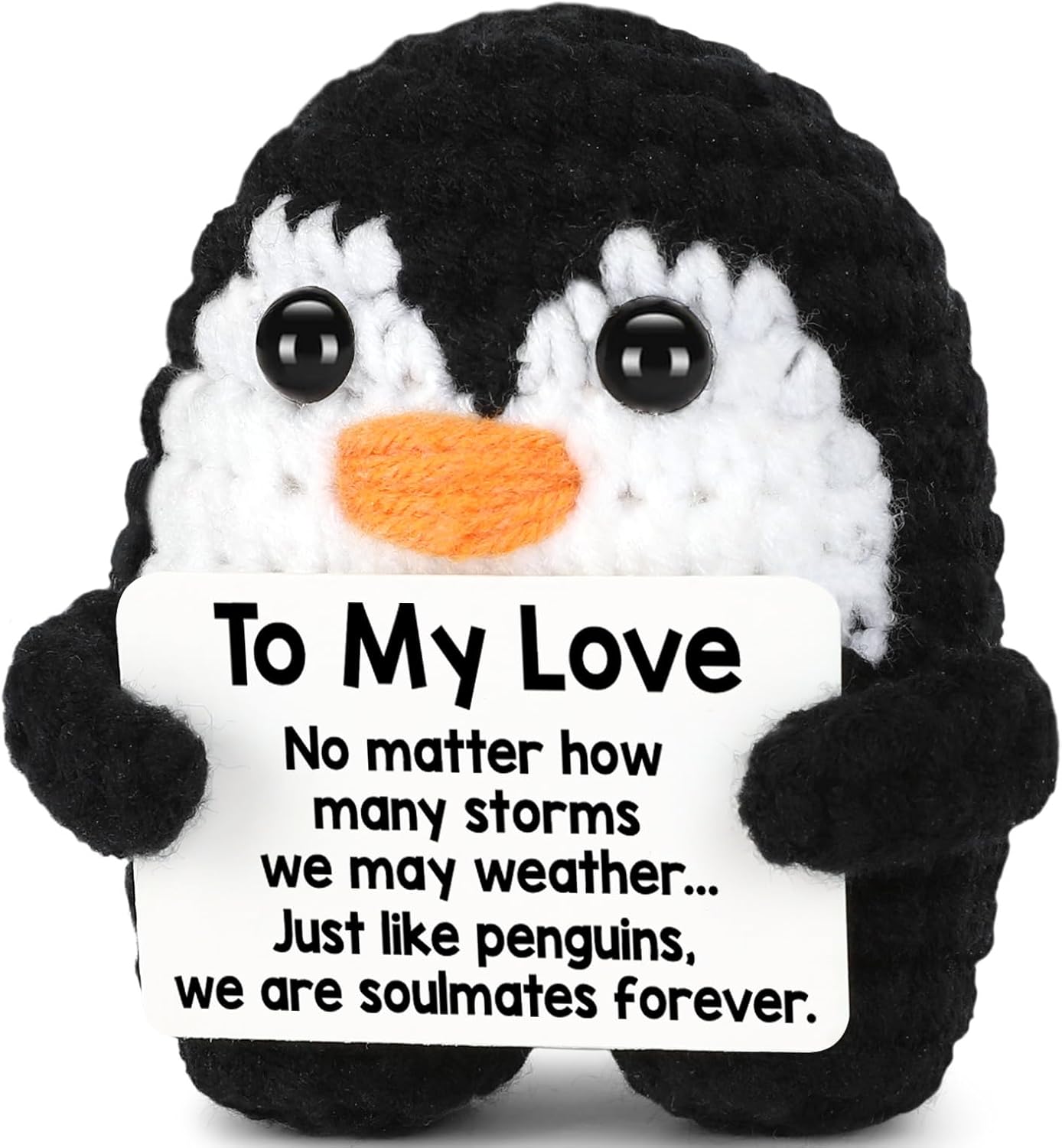 Gifts for Him Her Boyfriend Girlfriend, To My Love Handmade Crochet Mini Penguin Anniversary Birthday Gifts for Women Men, Romantic Valentines I Love You Gifts for Wife Husband Couples Cute Decor