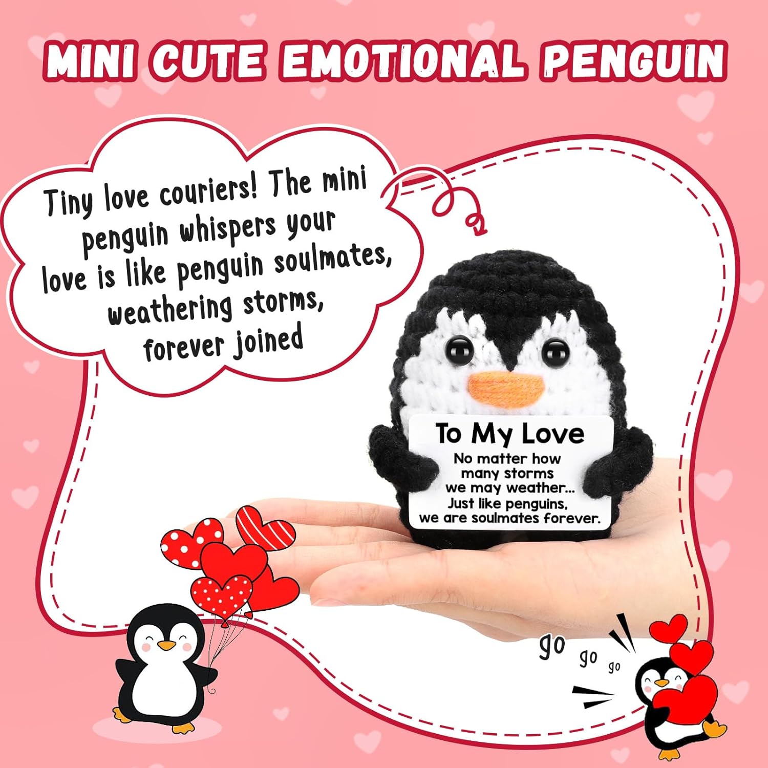 Gifts for Him Her Boyfriend Girlfriend, To My Love Handmade Crochet Mini Penguin Anniversary Birthday Gifts for Women Men, Romantic Valentines I Love You Gifts for Wife Husband Couples Cute Decor - Image 2