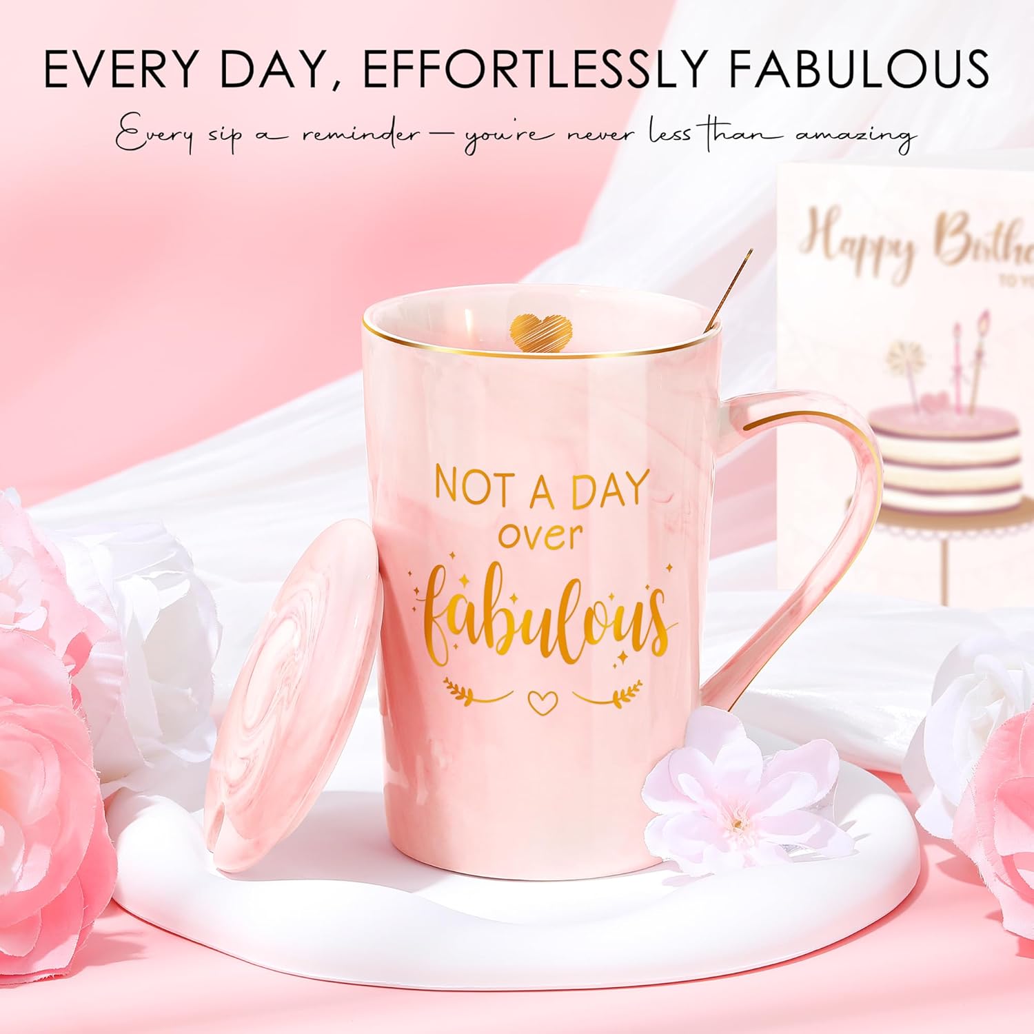 Birthday Gifts for Women Happy Birthday Gift Baskets for Women Unique Not A Day Over Fabulous Mug Gift ideas Pink Gifts Box Set Presents for Her Friends Mom Sister Wife Coworkers Daughter Aunt Mom - Image 2