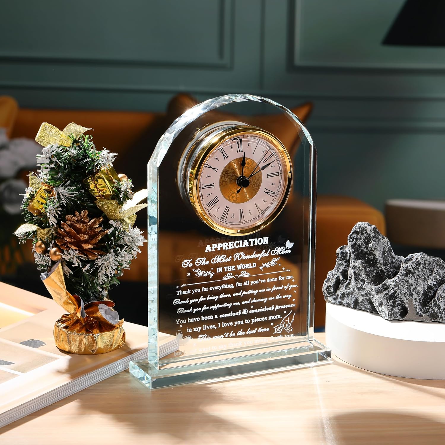 Mom Gifts from Daughter Son - Crystal Clock Engraved Mothers Day Appreciation Gifts Keepsake for Mother Mama who has Everything - Love Reminder Present for Birthday Thanksgiving Christmas - Image 4