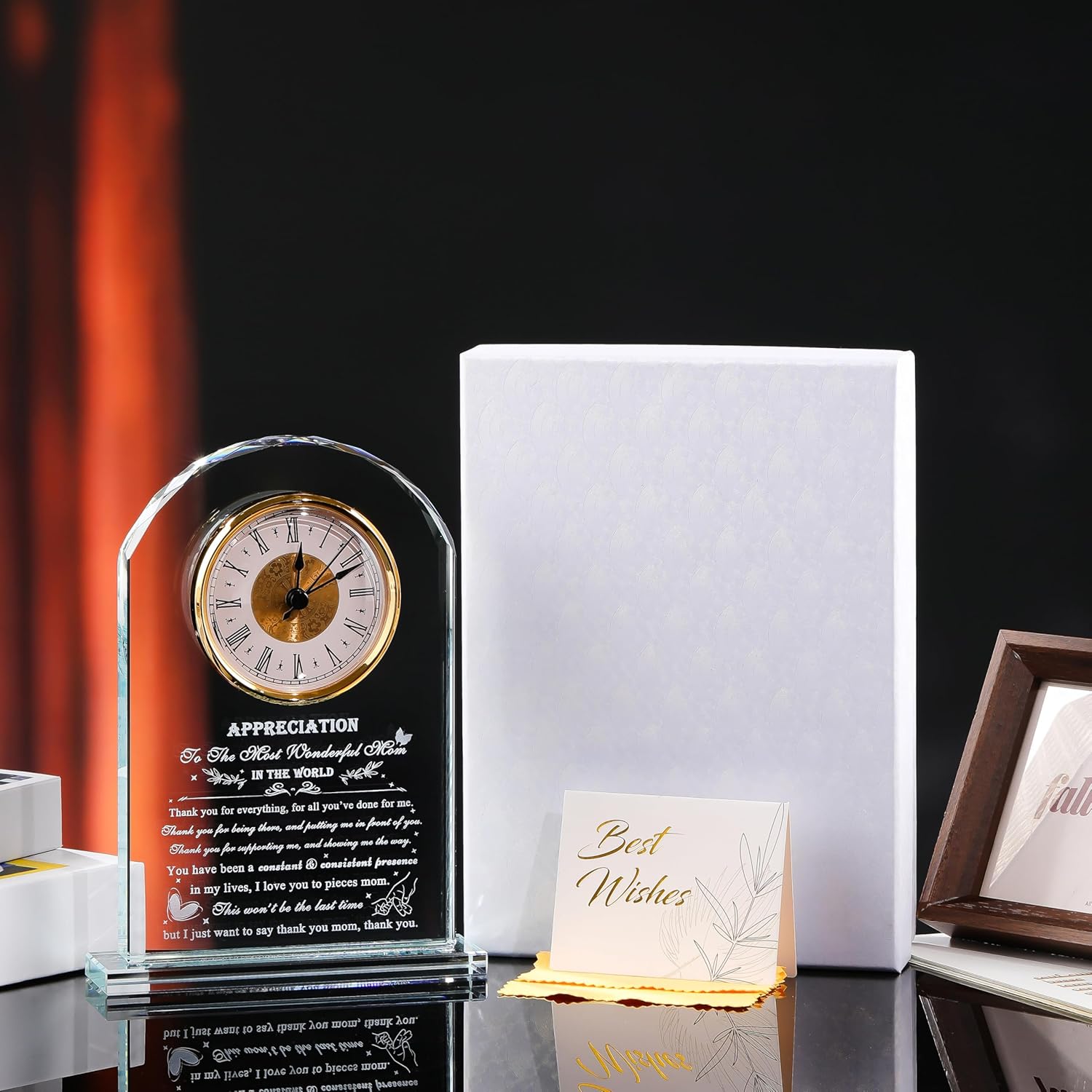 Mom Gifts from Daughter Son - Crystal Clock Engraved Mothers Day Appreciation Gifts Keepsake for Mother Mama who has Everything - Love Reminder Present for Birthday Thanksgiving Christmas - Image 5