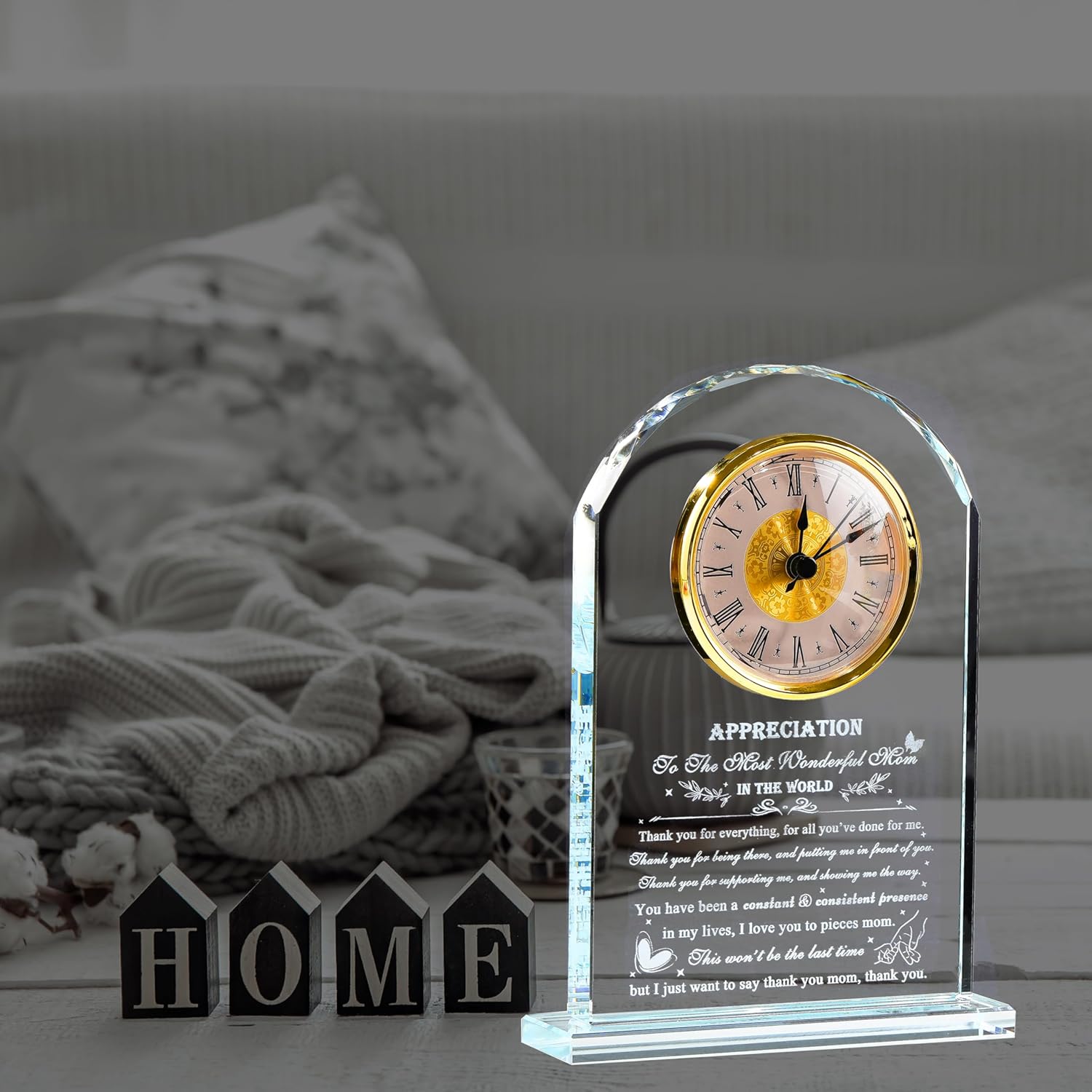 Mom Gifts from Daughter Son - Crystal Clock Engraved Mothers Day Appreciation Gifts Keepsake for Mother Mama who has Everything - Love Reminder Present for Birthday Thanksgiving Christmas - Image 7