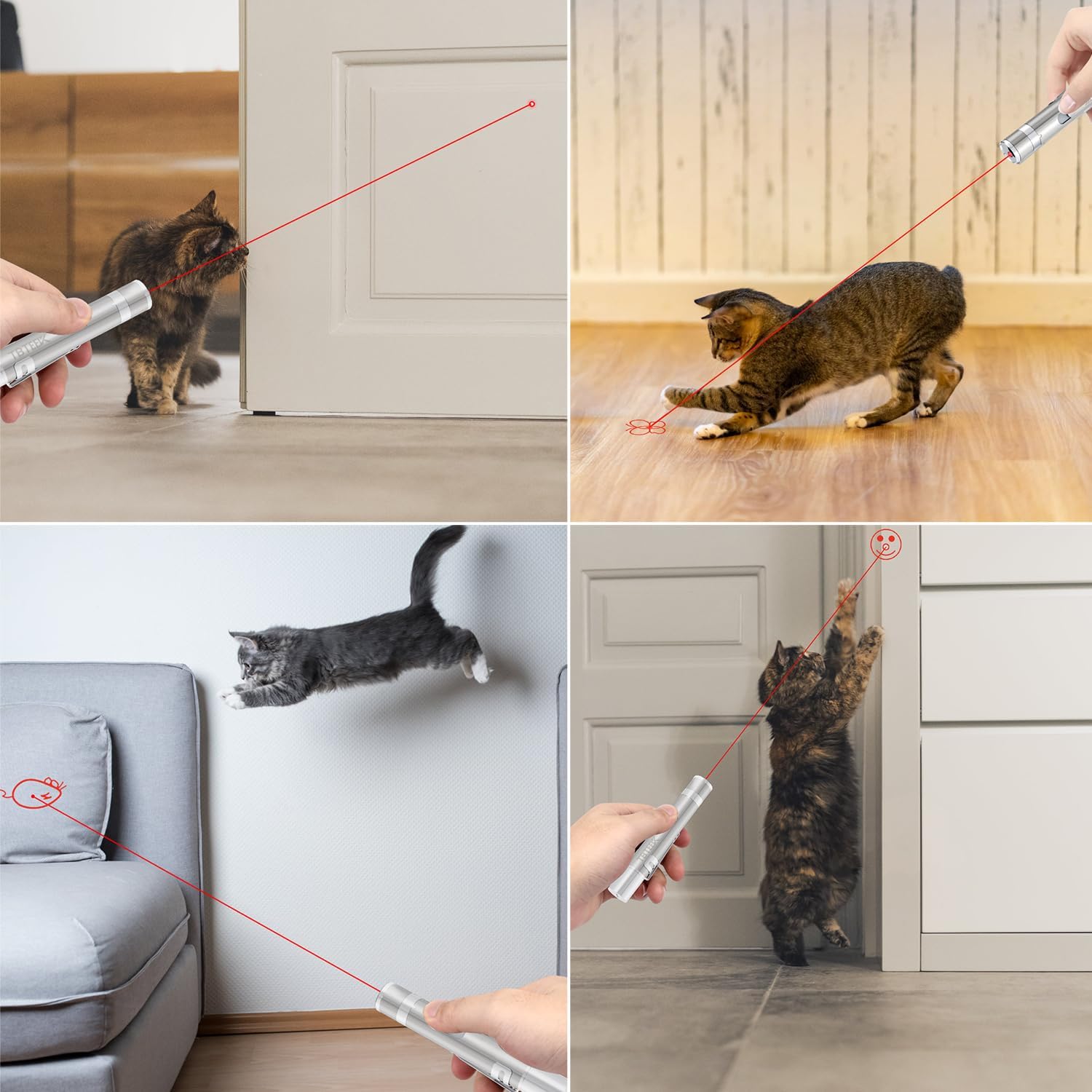 TBTeek Cat Toy, USB Rechargeable Interactive Kitten Toy, 7 Light Modes & Adjustable Patterns, Portable Pet Cat Mouse Toy for Fun Chase Play Exercise (2 Pack) - Image 2