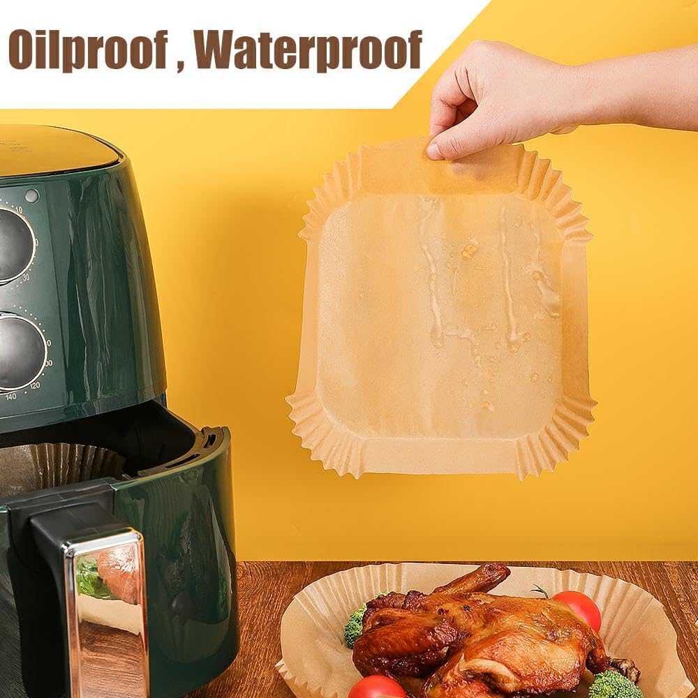 9.5 Inch Paper Air Fryer Liners Disposable,130 Pcs Square Air Fryer Parchment Liners, Suitable for 5-8 Qt,Non-stick &Oil-proof Parchment Paper for Frying - Image 5