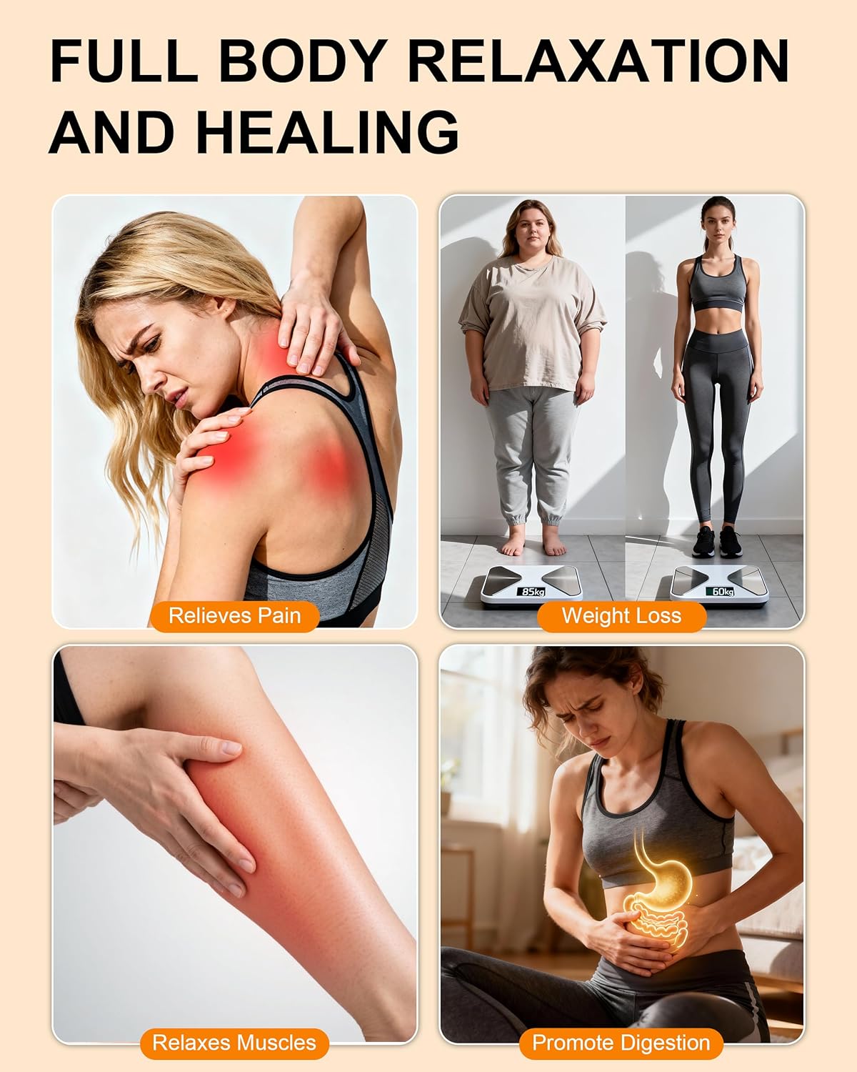 Vibration Plate Exercise Machine, Vibrating Plate for Lymphatic Drainage Weight Loss, Full Body Shake Plate with Resistance Bands, Vibration Board for Wellness Home Gyms Workout Gifts - Image 5
