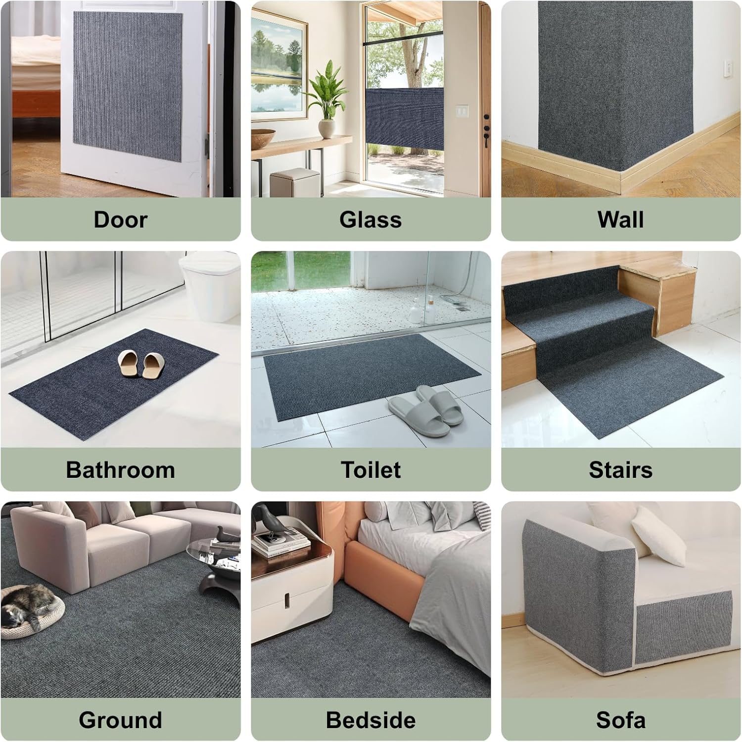 Cat Scratching Carpet Mat, Self-Adhesive Trimmable Cat Climbing Post Covered Pad Replacement for DIY Cat Tree Shelf Steps Couch Corner Wall Cat Scratcher Furniture Protector (Khaki, 78.7x15.8Inch) - Image 6