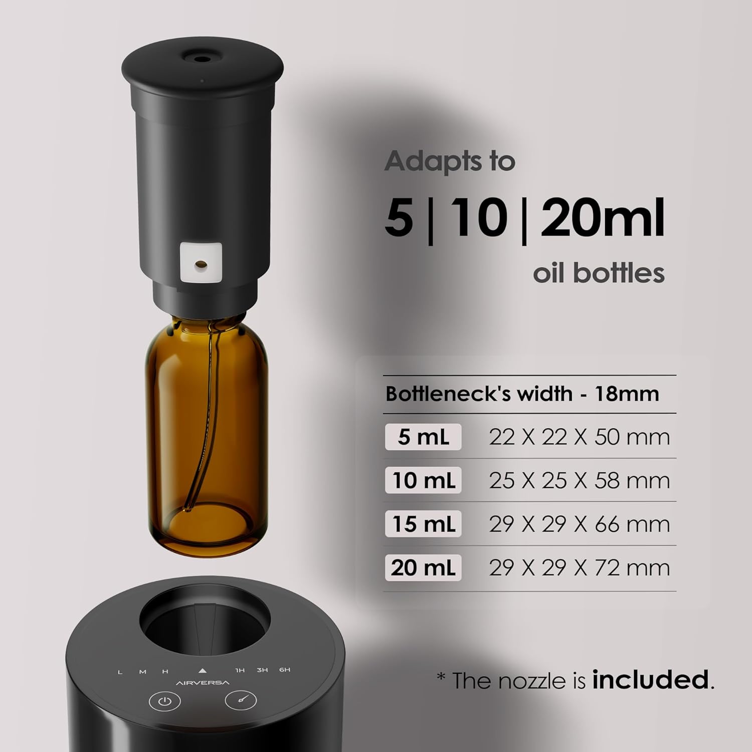 Airversa Waterless Essential Oil Diffuser Starter Kit with 30mL Hotel Fragrance Oil Inspired by Ritz-C., Battery Operated Car Diffuser, Portable Aroma Nebulizer for Home Car Office, AN6Kit-2, Black - Image 7