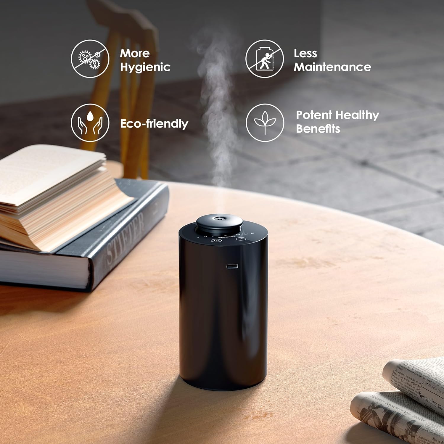 Airversa Waterless Essential Oil Diffuser Starter Kit with 30mL Hotel Fragrance Oil Inspired by Ritz-C., Battery Operated Car Diffuser, Portable Aroma Nebulizer for Home Car Office, AN6Kit-2, Black - Image 8