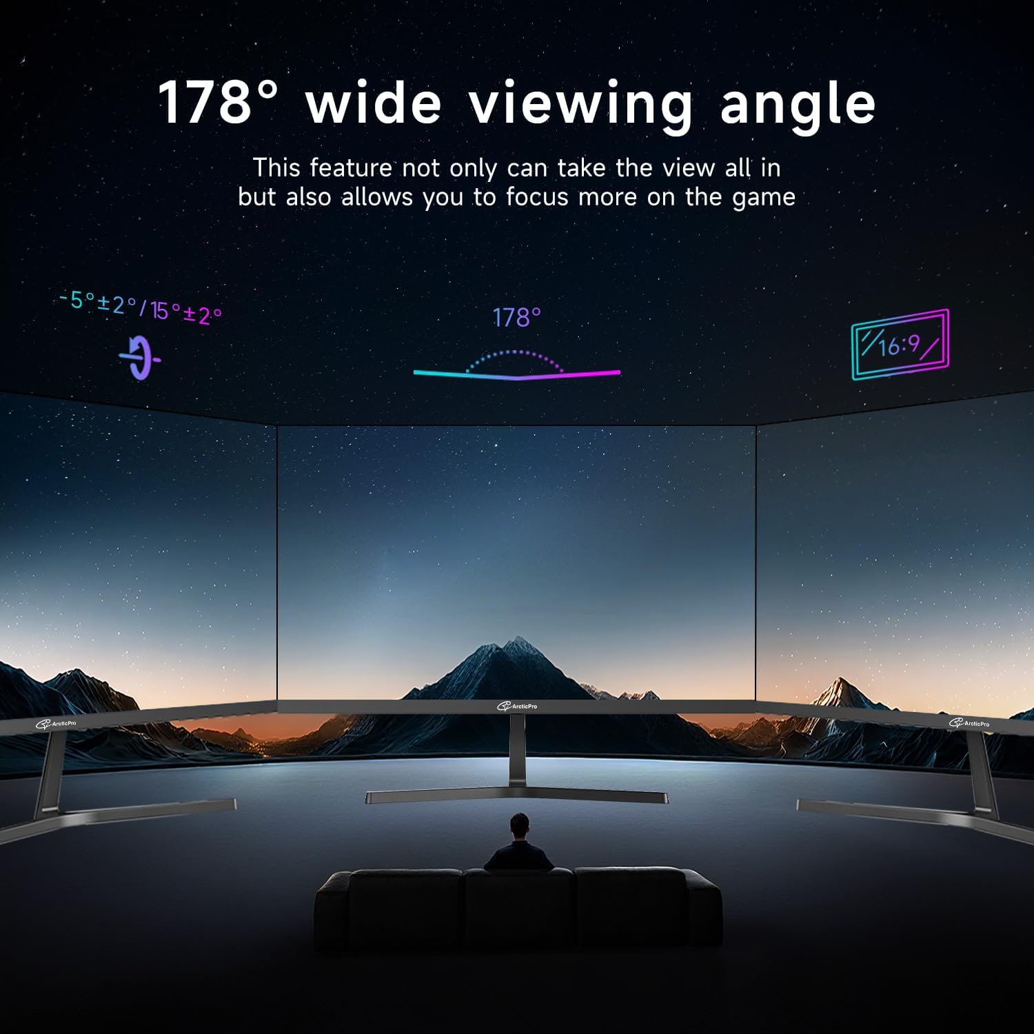 ArcticPro 27 inch Monitor 120Hz, FHD 1080p, Computer Monitor, IPS, 99% sRGB, 1ms Response Time, 3-Sided Frameless, Ultra Slim, VESA Mountable, Anti-Blue Light Design, HDMI & VGA Ports - Image 7