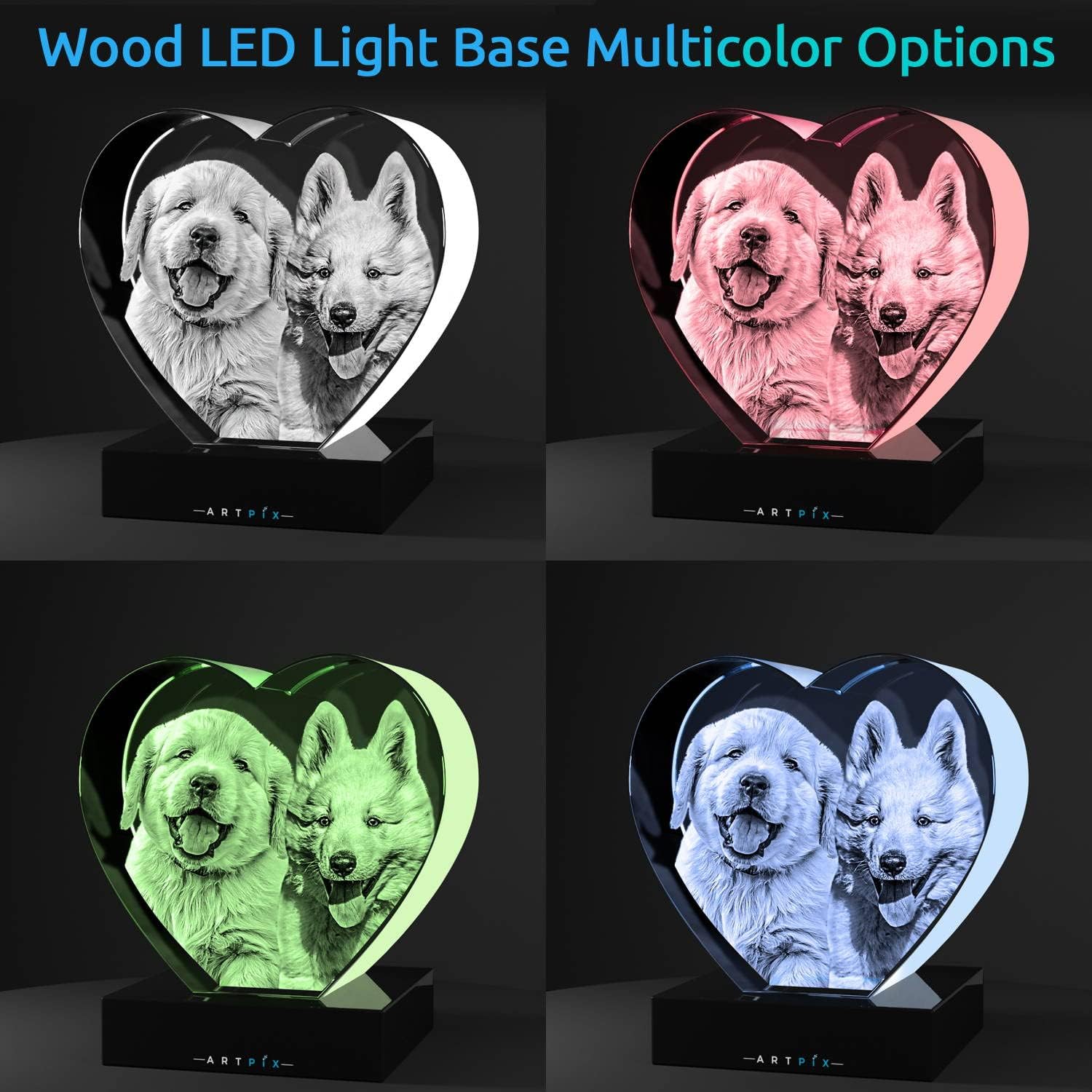 ArtPix 3D Crystal Photo, Personalized Gifts for Women, Wife, Men, Mom, Father, Her, Him, Dad, Grandpa, Great Customized Gift with Your Own Photo, Custom Glass 3D Laser Etched Picture Wedding - Heart - Image 4