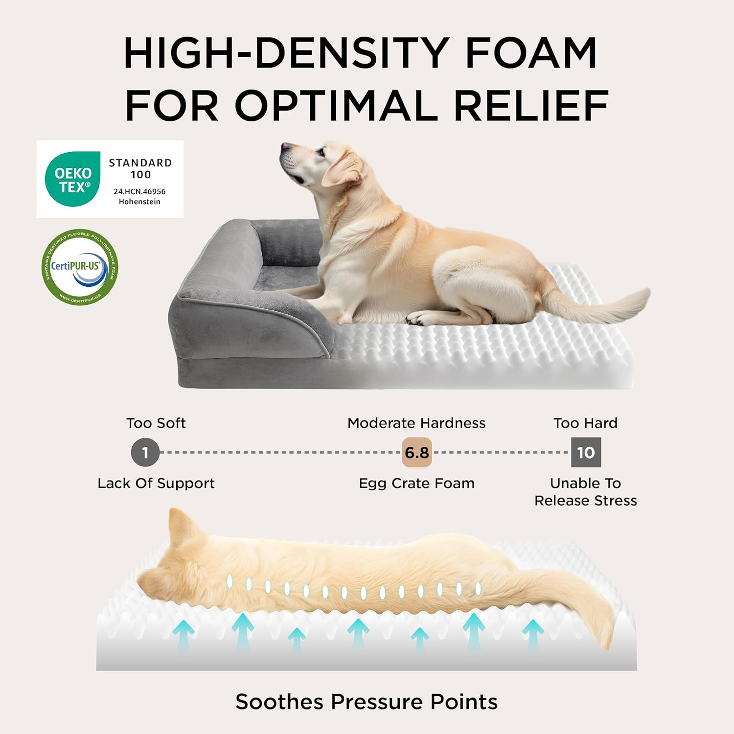 Bedsure XL Orthopedic Dog Bed for Extra Large Dogs - Washable XLarge Dog Cat Bed Waterproof, Comfort Dogs Couch Sofa with Washable Removable Cover, Pet Bed with Nonskid Bottom, Grey, 42" - Image 3