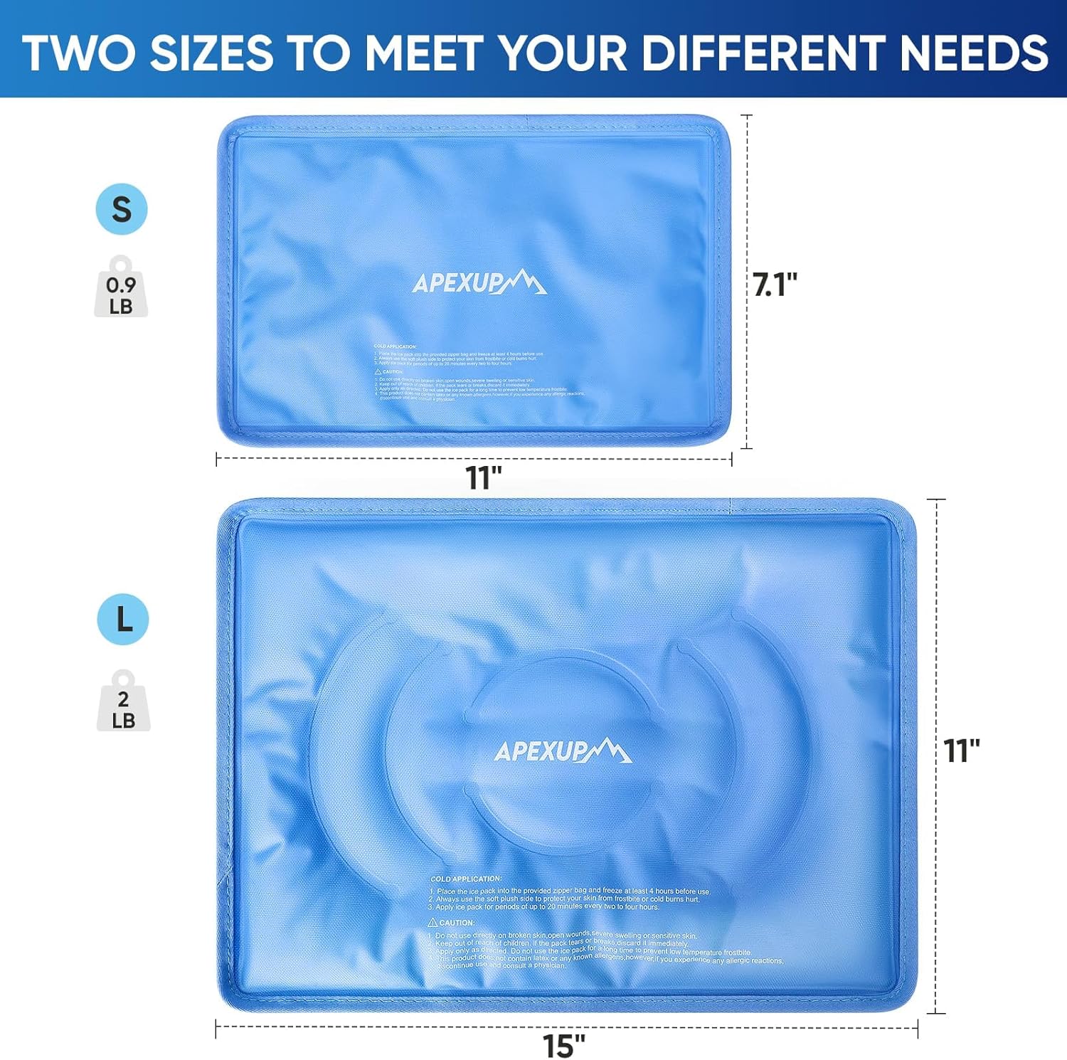APEXUP Gel Ice Packs for Injuries Reusable, Flexible Double Sided Cold Packs for Injuries, Ice Pack for Knee, Shoulder, Back, Hip, Leg, Arm (Blue, 11"x7.1", 2PK) - Image 4