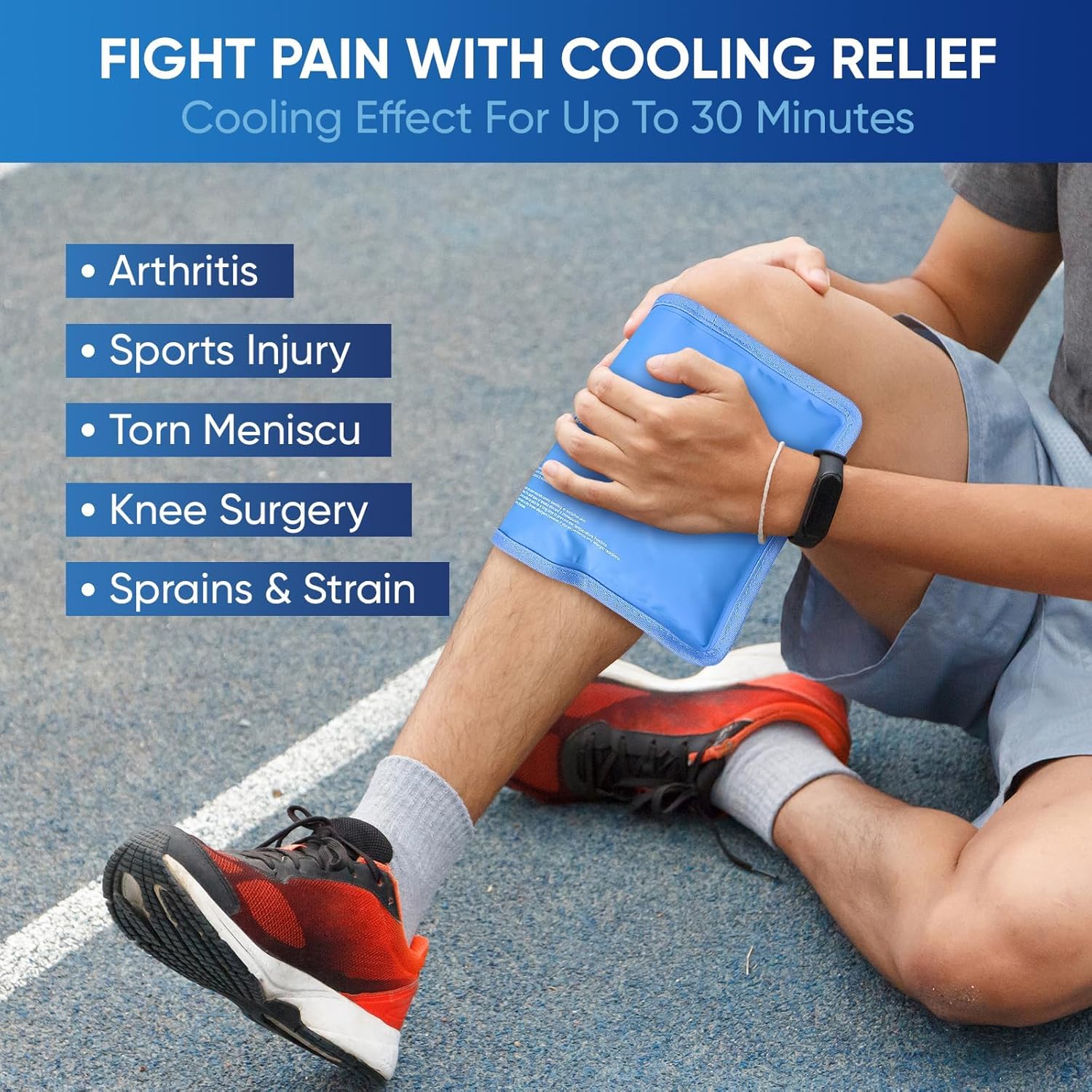 APEXUP Gel Ice Packs for Injuries Reusable, Flexible Double Sided Cold Packs for Injuries, Ice Pack for Knee, Shoulder, Back, Hip, Leg, Arm (Blue, 11"x7.1", 2PK) - Image 6