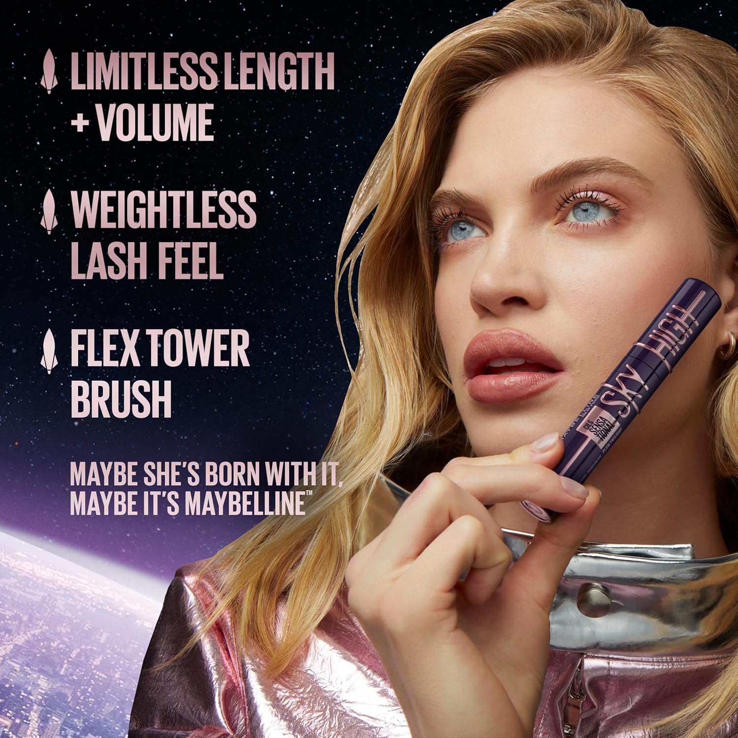 Maybelline Lash Sensational Sky High Waterproof Mascara Makeup, Volumizing, Lengthening, Defining, Curling, Multiplying, Buildable Formula, Brownish Black, 1 Count - Image 3