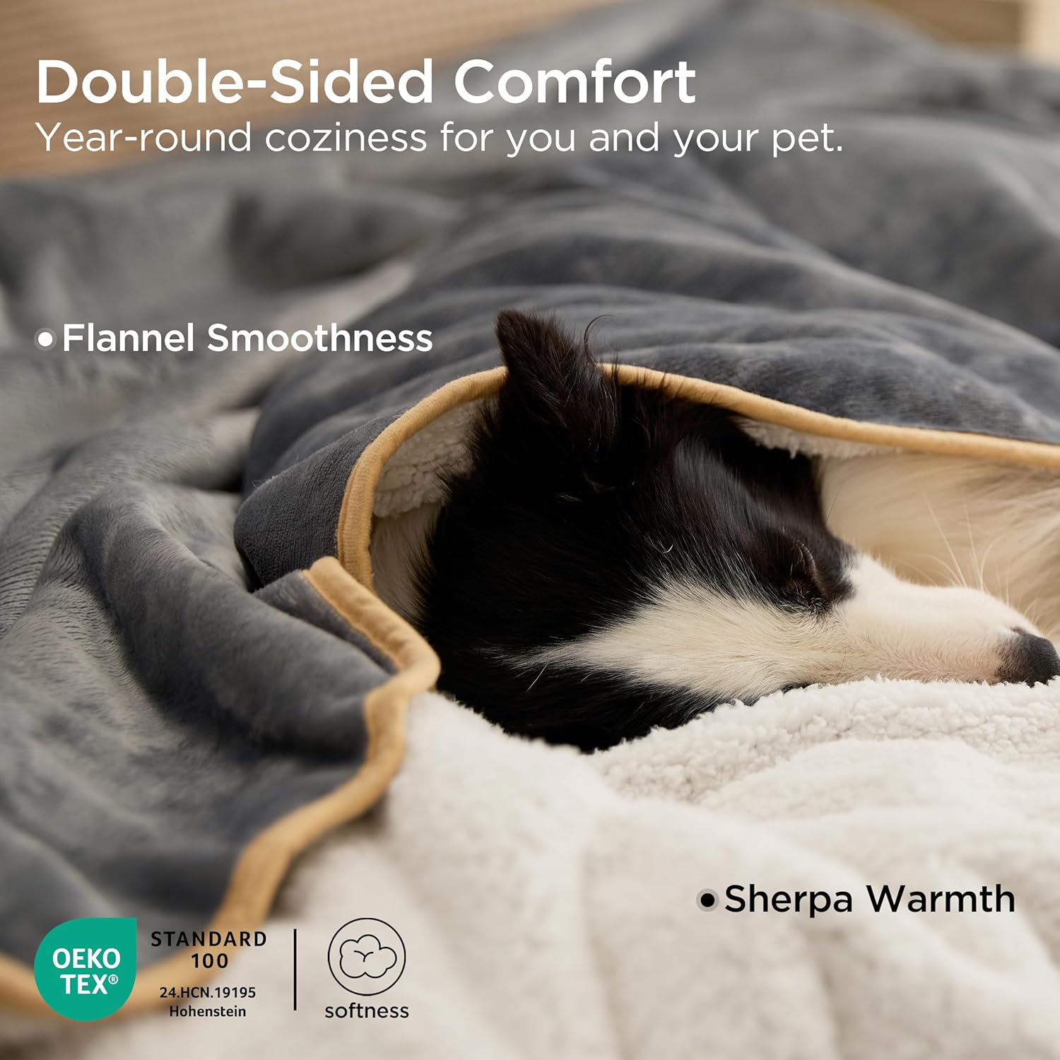 Bedsure Waterproof Dog Blankets for Extra Large Dogs - XL Cat Blanket Washable for Couch Protection, Sherpa Fleece Puppy Blanket, Soft Plush Reversible Throw Furniture Protector, 50x60, Grey - Image 4