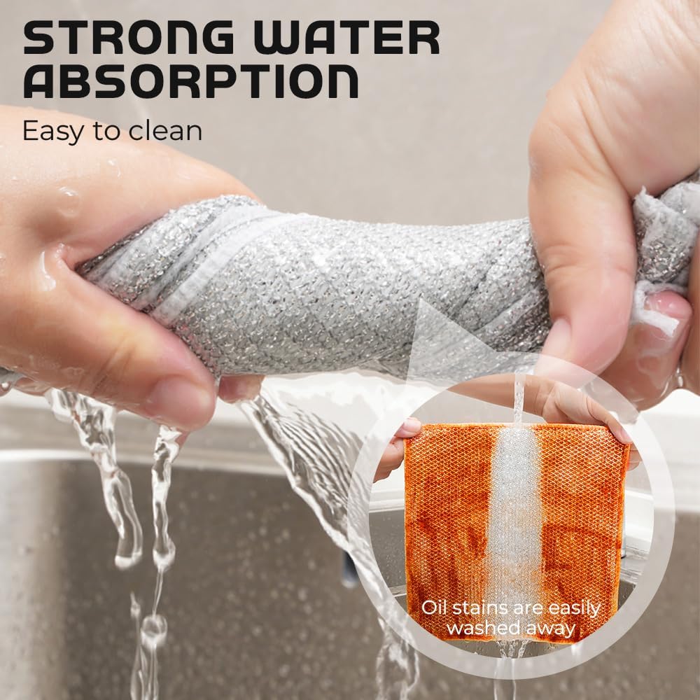Multipurpose Wire Dishwashing Rags for Wet and Dry, 2024 New Non-Scratch Wire Dishcloth Scrubbing Wire Dishwashing Rag, Reusable Metal Wire Dishwashing Cloth for Home Kitchen Cooktop (10) - Image 4