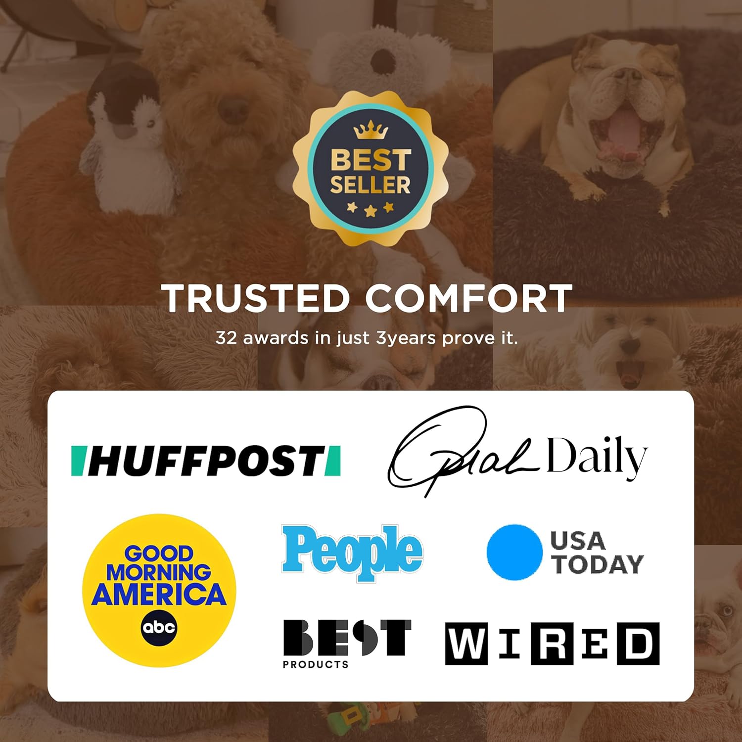 Bedsure Calming Dog Bed for Small Dogs - Donut Washable Small Puppy Bed, 23 inches Anti-Slip Round Fluffy Plush Faux Fur Large Cat Bed, Fits up to 25 lbs Pets, Camel - Image 6