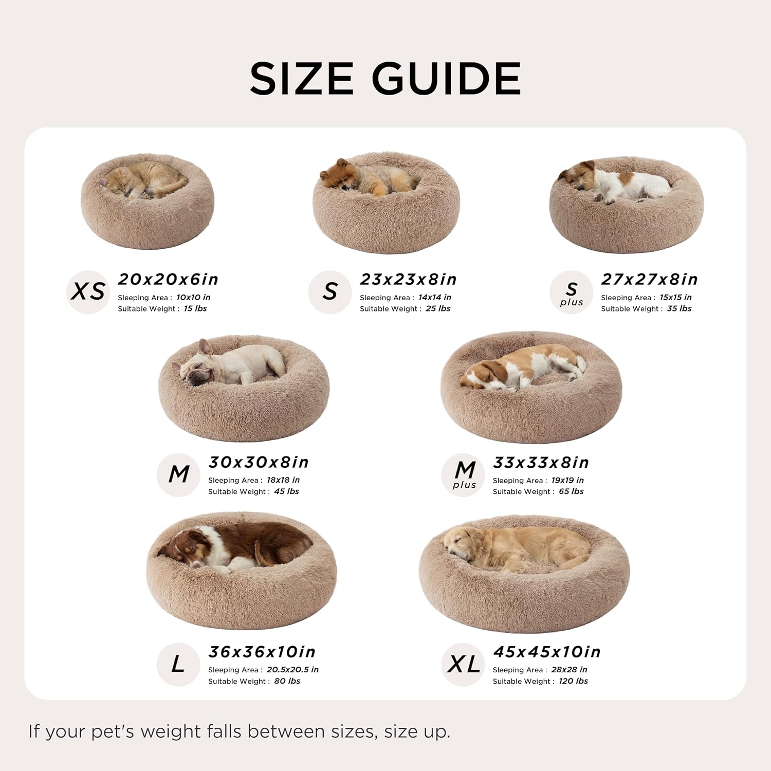 Bedsure Calming Dog Bed for Small Dogs - Donut Washable Small Puppy Bed, 23 inches Anti-Slip Round Fluffy Plush Faux Fur Large Cat Bed, Fits up to 25 lbs Pets, Camel - Image 7