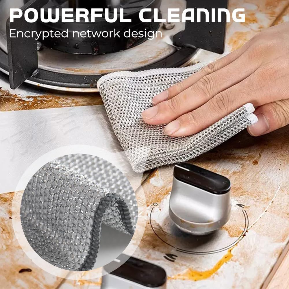 Multipurpose Wire Dishwashing Rags for Wet and Dry, 2024 New Non-Scratch Wire Dishcloth Scrubbing Wire Dishwashing Rag, Reusable Metal Wire Dishwashing Cloth for Home Kitchen Cooktop (20) - Image 2