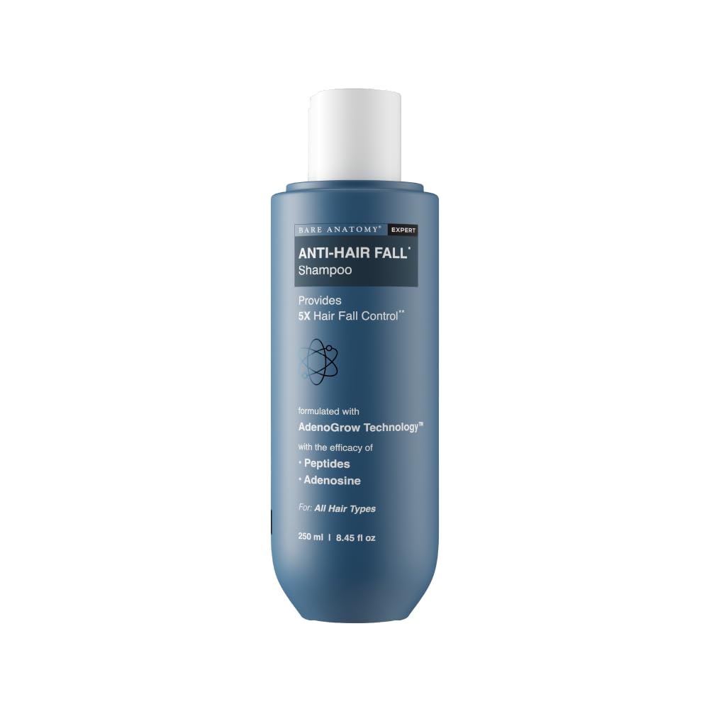 Bare Anatomy Anti-Hair Fall Shampoo | Provides 5X Hair Fall Control Suitable for All Hair Types | Enriched with Adenosine and Peptides | 250 ml