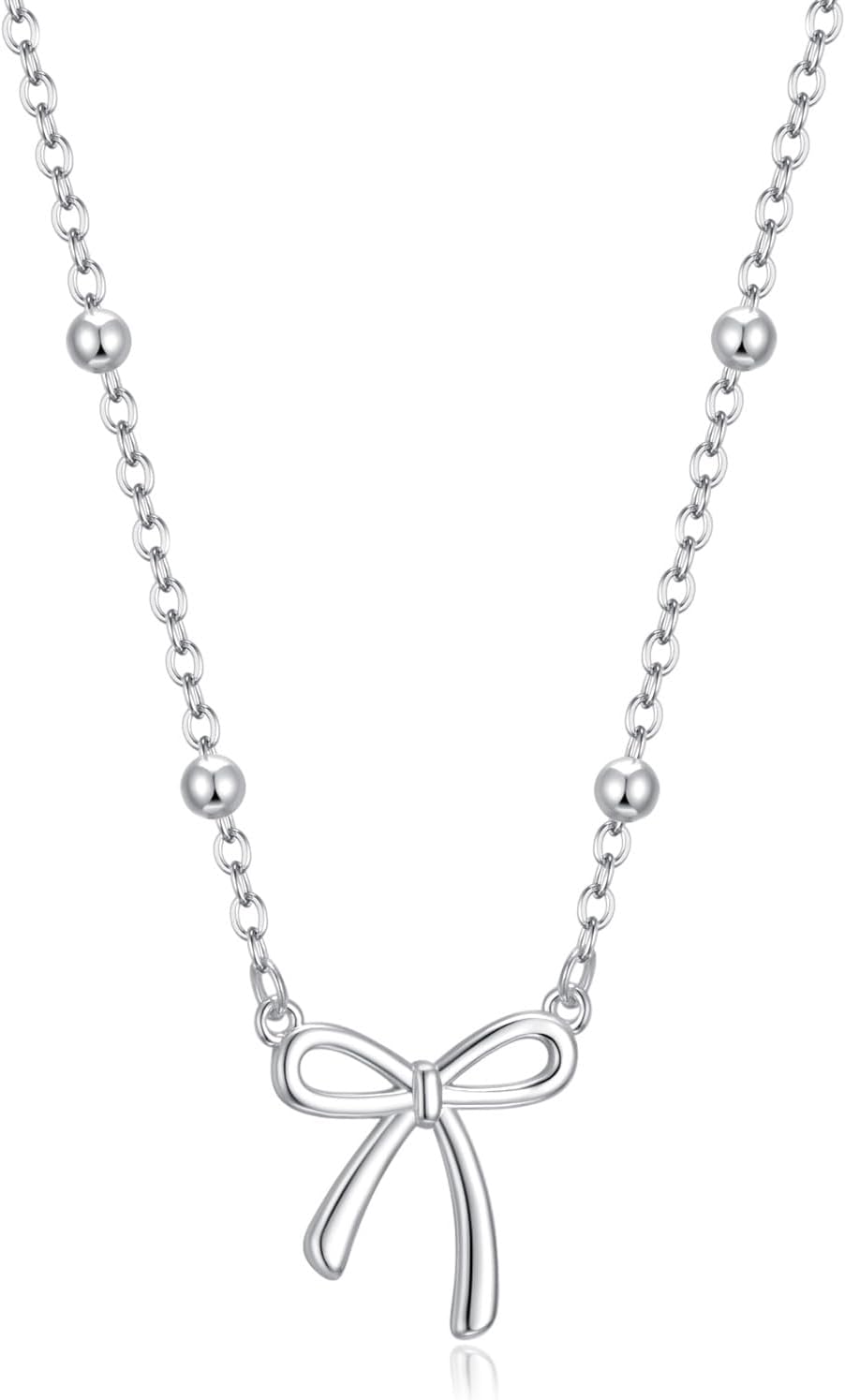 Easter Basket Stuffers - Dainty Bow Necklace for Women 14K Gold Plated Cute Choker Small Pendant Charm Necklaces Teen Gift Trendy Stuff Personalized Jewelry