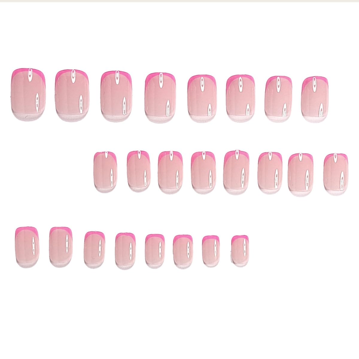 Short Press on Nails Square Rose Pink French Fake Nails Press ons Acrylic False Nails Glue on Nails Reusable Nail Tips Kit Glossy Full Cover Stick on Nails for Women Girls Nail Supplies 24Pcs - Image 3