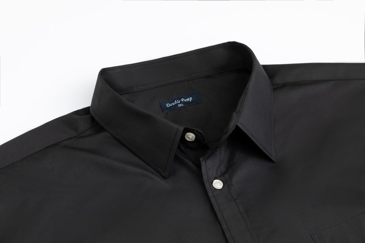 Double Pump Big and Tall Dress Shirts for Men Long Sleeve Business Casual Solid Button Down Shirts from XXL(T) to 6XL(T) - Image 2