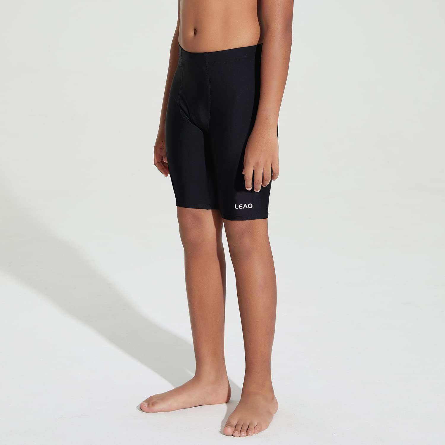LEAO Youth Boys Swim Jammers Solid Swimsuit UPF 50+ Sun Pretection Quick Dry Athletic Swimming Shorts - Image 2