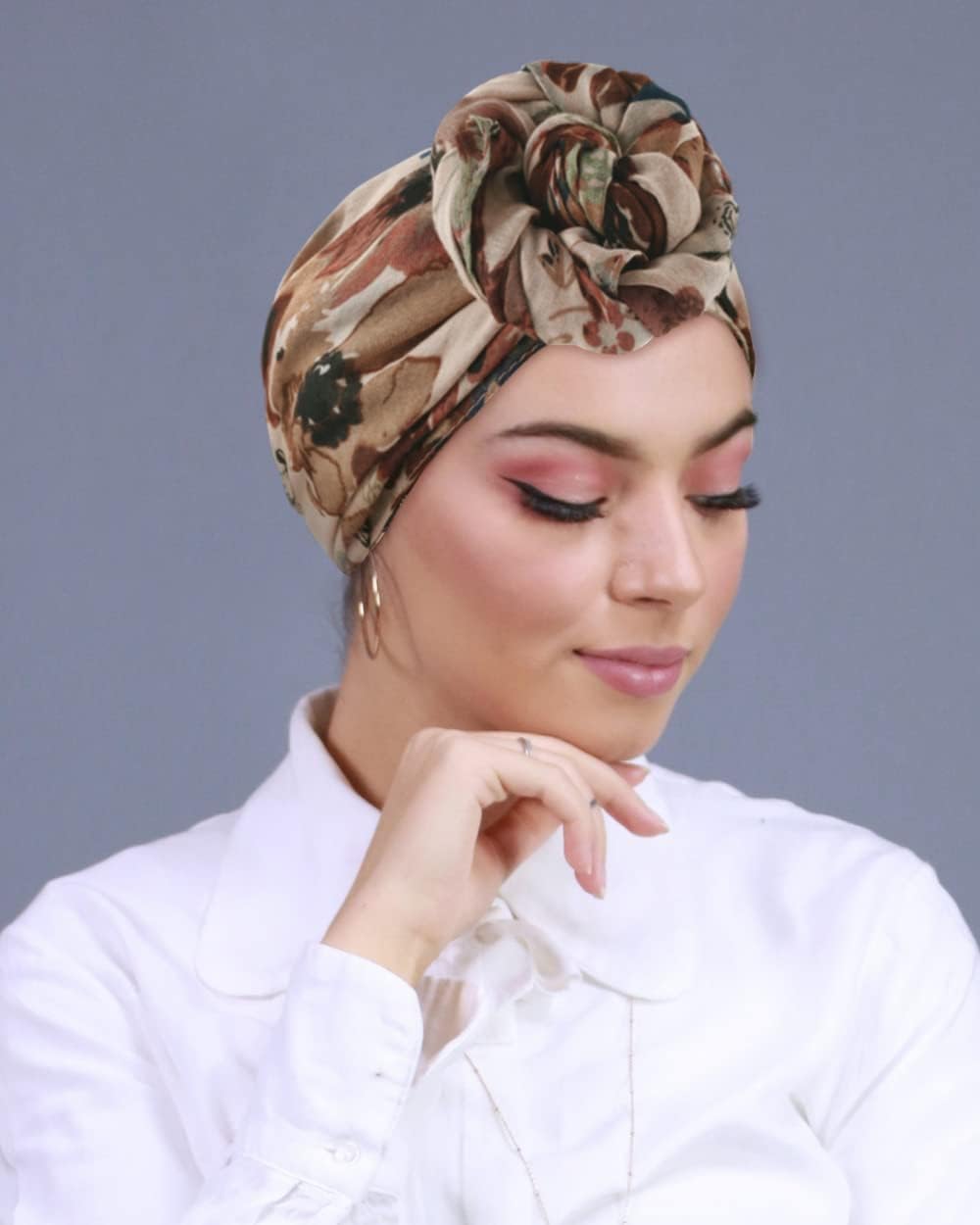 GERINLY Lightweight Scarves Fashion Flowers Print Women Cotton Wrap Scarf Head Shawl Winter Gift - Image 5