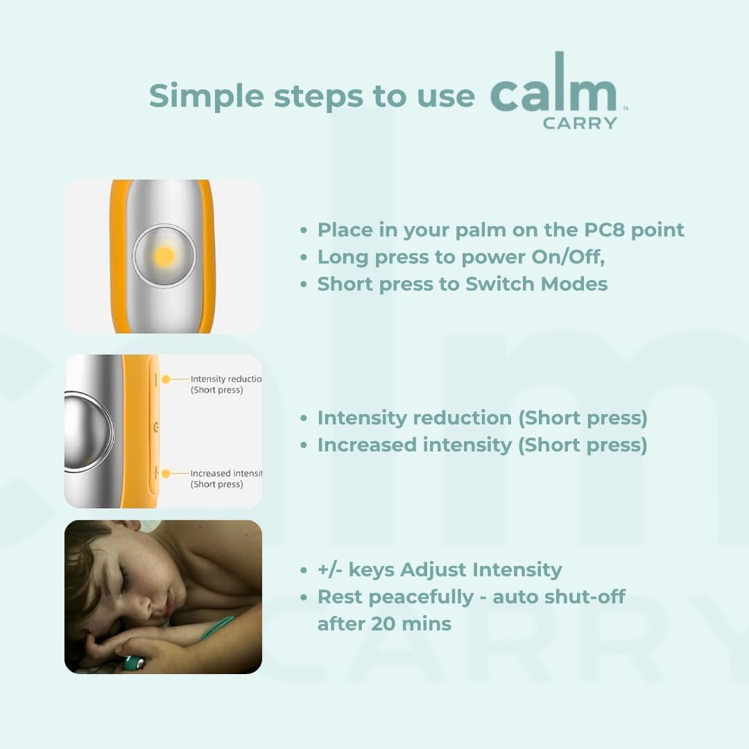 Glowco CalmCarry Sleep Aid Device – Handheld Microcurrent Relaxation Tool, Supports Calm, Focus & Gentle Relief, USB Rechargeable, Portable Wellness Device for Adults & Kids | Orange Calm Carry - Image 4