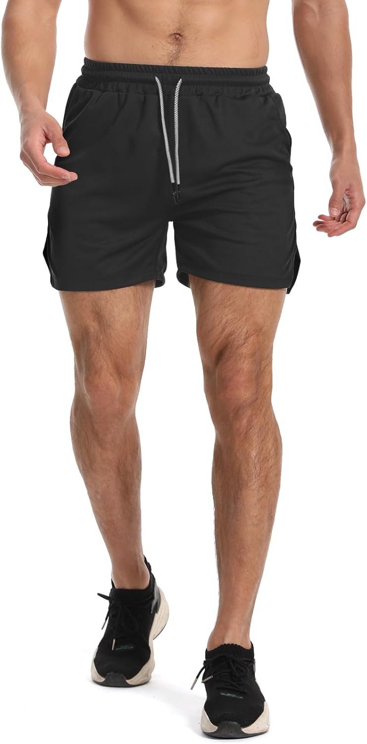 Aolesy Men's Gym Workout Shorts 5"/7"/10" Lightweight Bodybuilding Athletic Shorts Running Training with Zip Pockets - Image 4
