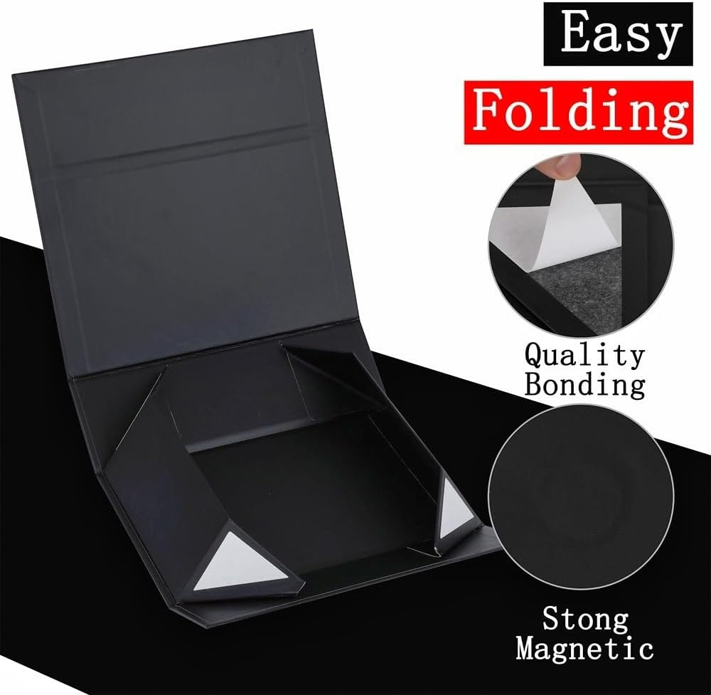 UoeRing 1 Extra Large Black Gift Box 20x16x7 inch Luxury Gift Box for Presents with Magnetic Closure Lid Collapsible,Birthday,Christmas,Contains Card, Ribbon,Tissue Paper,Shredded Paper Filler